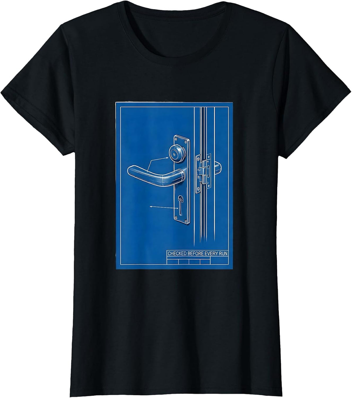 Checked Before Every Run Technical Blueprint School Bus T-Shirt - Black