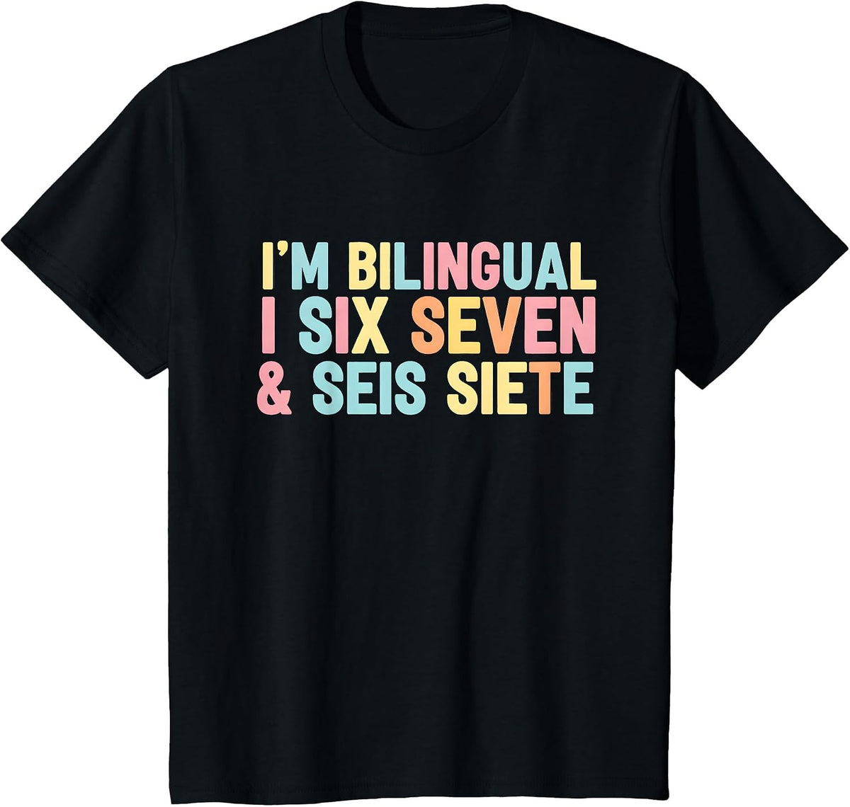 67 Six Seven Spanish Teacher Bilingual SEIS Siete Brainrot T-Shirt - Black