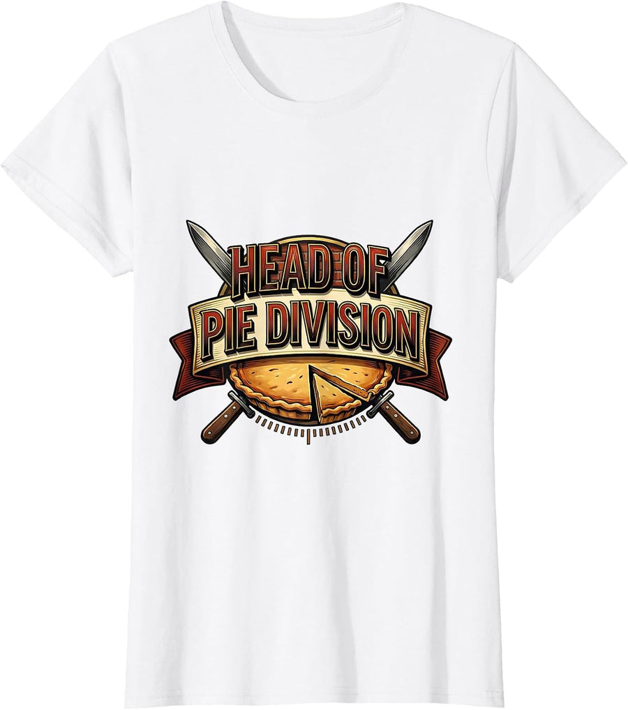 Women's Head of Pie Division Funny Thanksgiving Friendsgiving Group T-Shirt - White