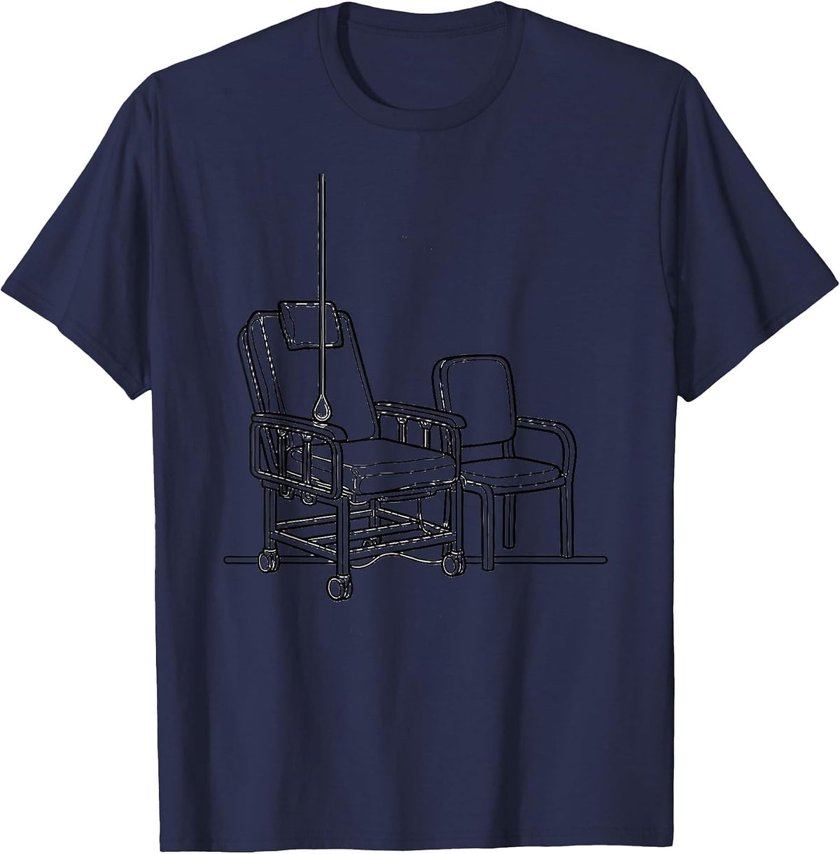 Contour-Line Chairs Nurse Gift IV Infusion Wear T-Shirt - Navy Blue