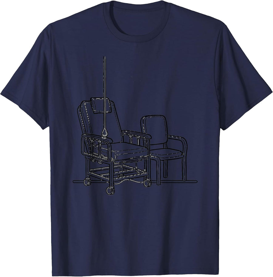 Contour-Line Chairs Nurse Gift IV Infusion Wear T-Shirt - Navy Blue