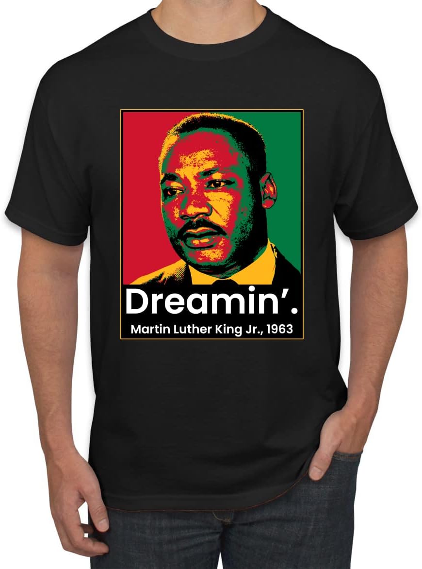 Dreamin Martin Luther King Jr 1963 Black Pride Men's Graphic T-Shirt, Black, Small - As Pictured