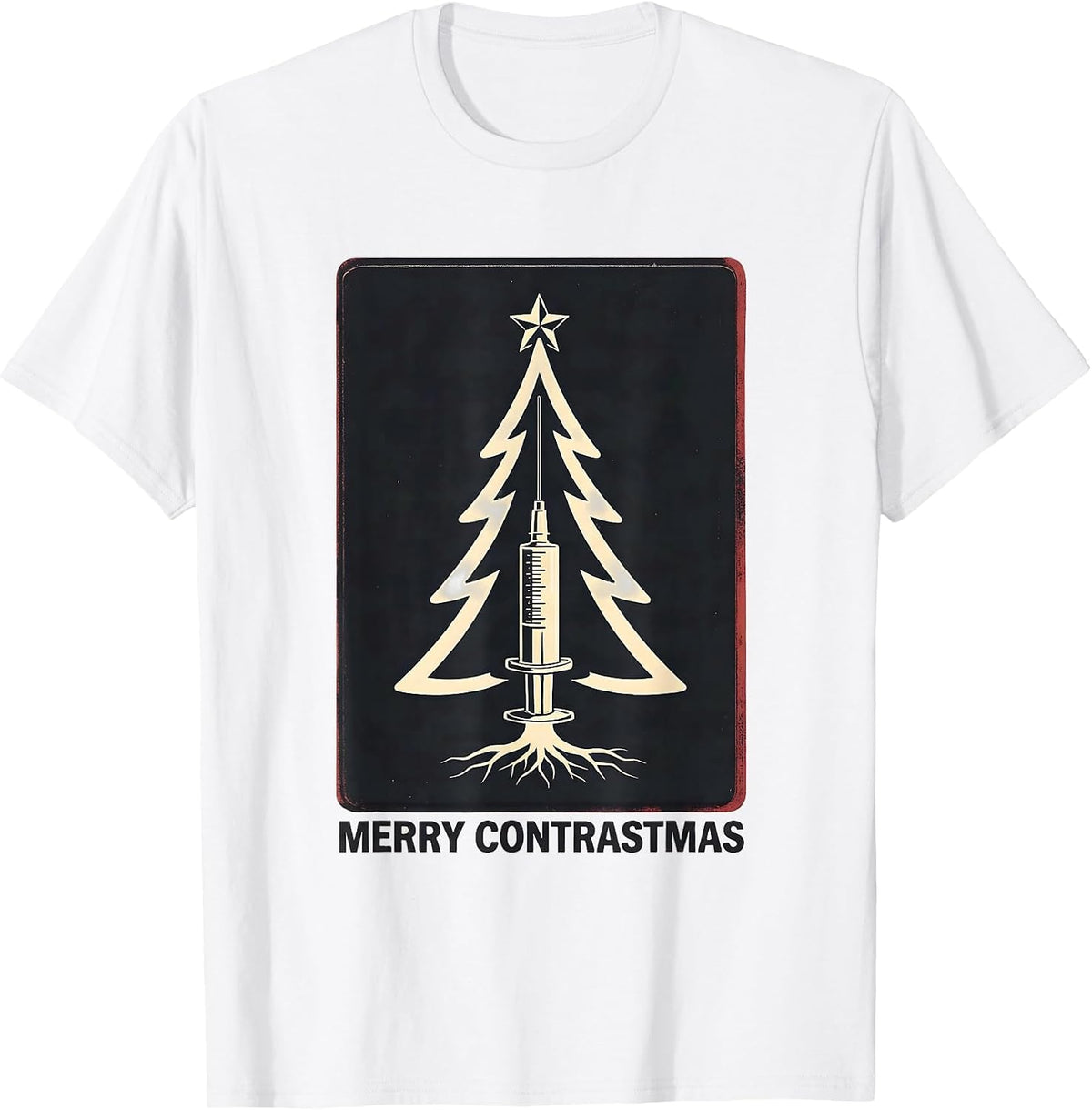 Men's Merry Contrastmas Radiology Tech Christmas Skeleton Humor T-Shirt - White