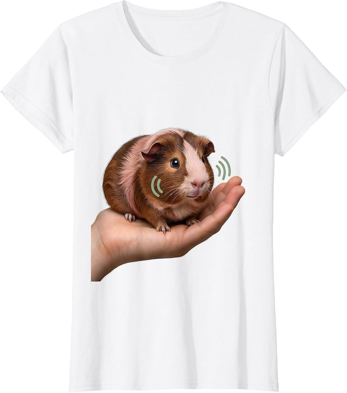 Women's Rounded Rosette Guinea Pig Cute Kawaii Pet Lover T-Shirt - White