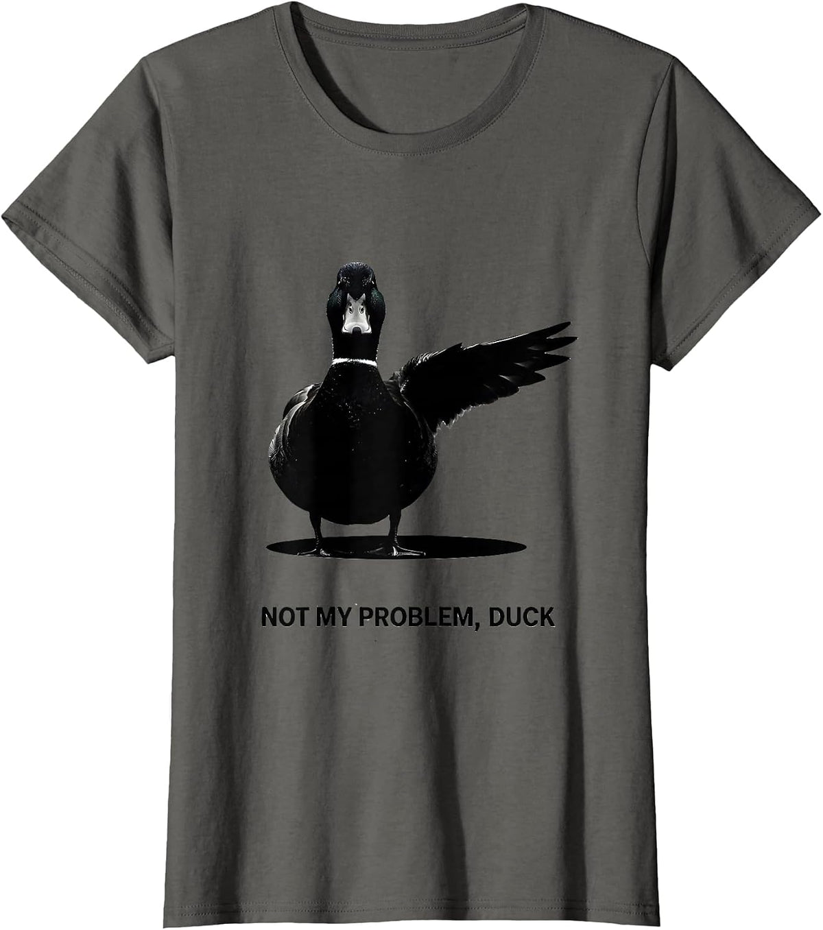 Women's Not My Problem, Duck Funny Sarcastic Duck Lover Novelty Gift T-Shirt - Asphalt Grey