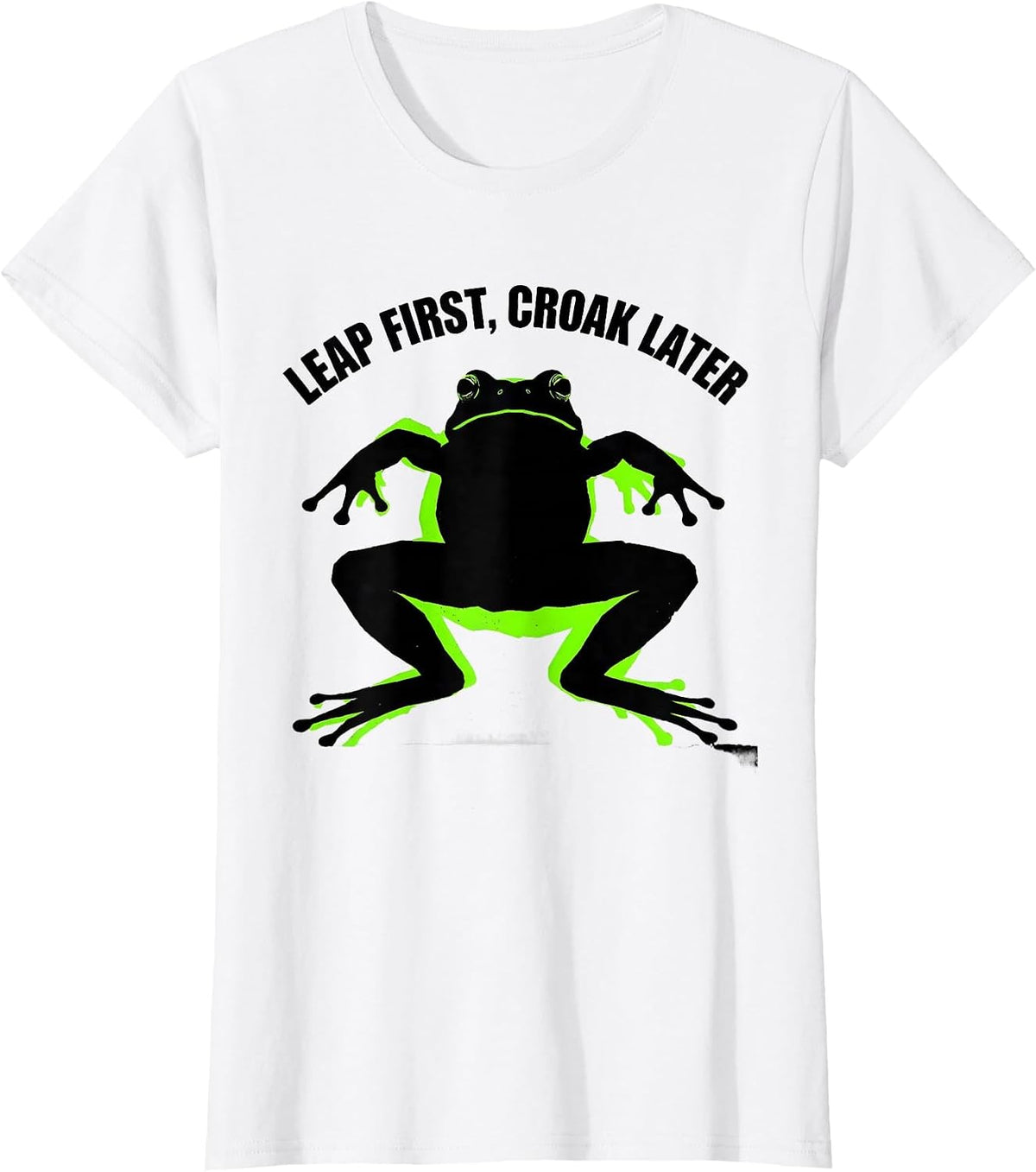 Women's Huzzah Frog Leap First Croak Later Design T-Shirt - White