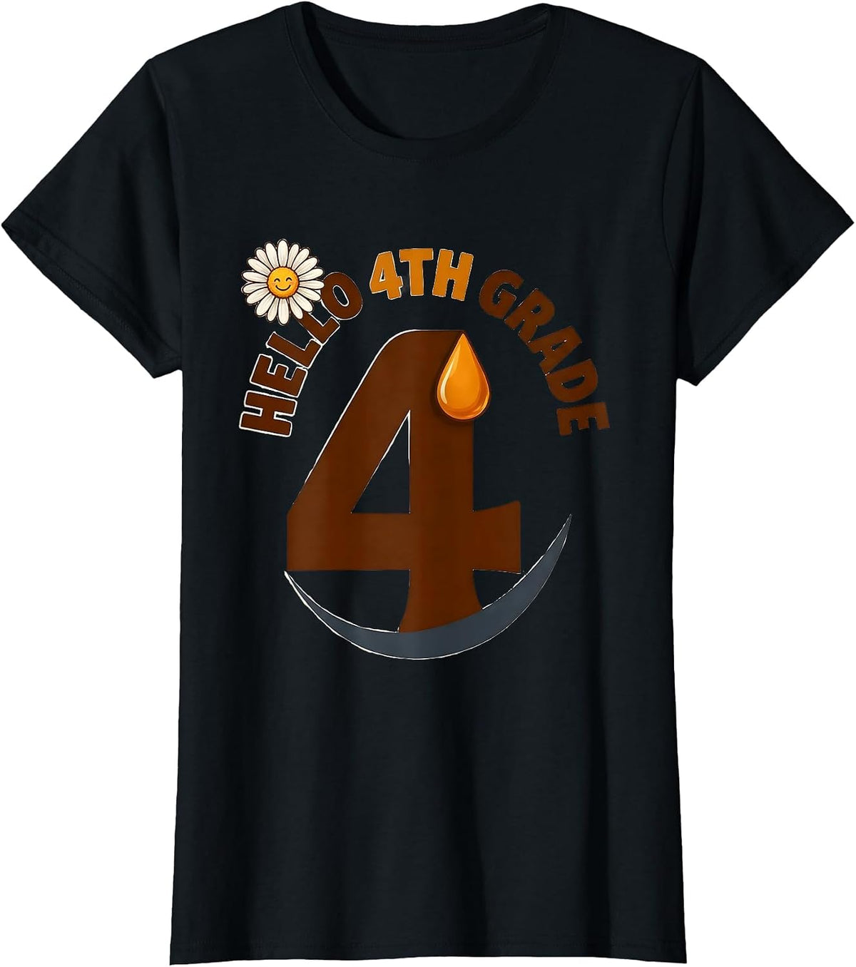 Hello 4th Grade Groovy Back To School First Day Of Fourth T-Shirt - Black