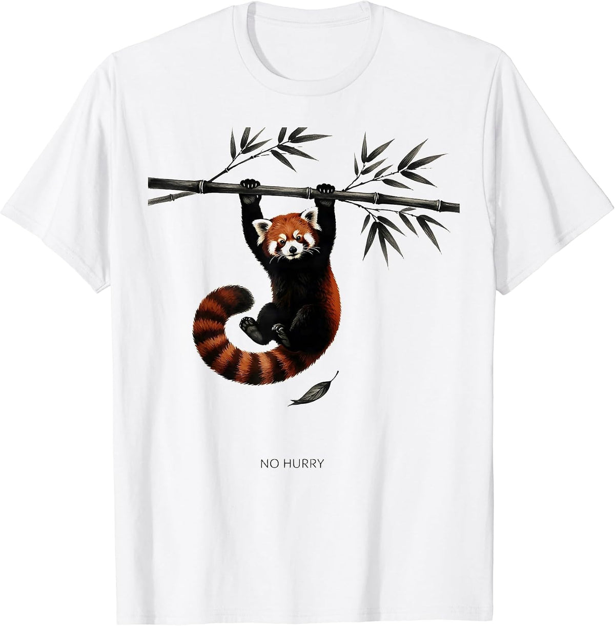 Men's No Hurry Minimalist Red Panda Cute Humor Animal Lover Gift T-Shirt - White