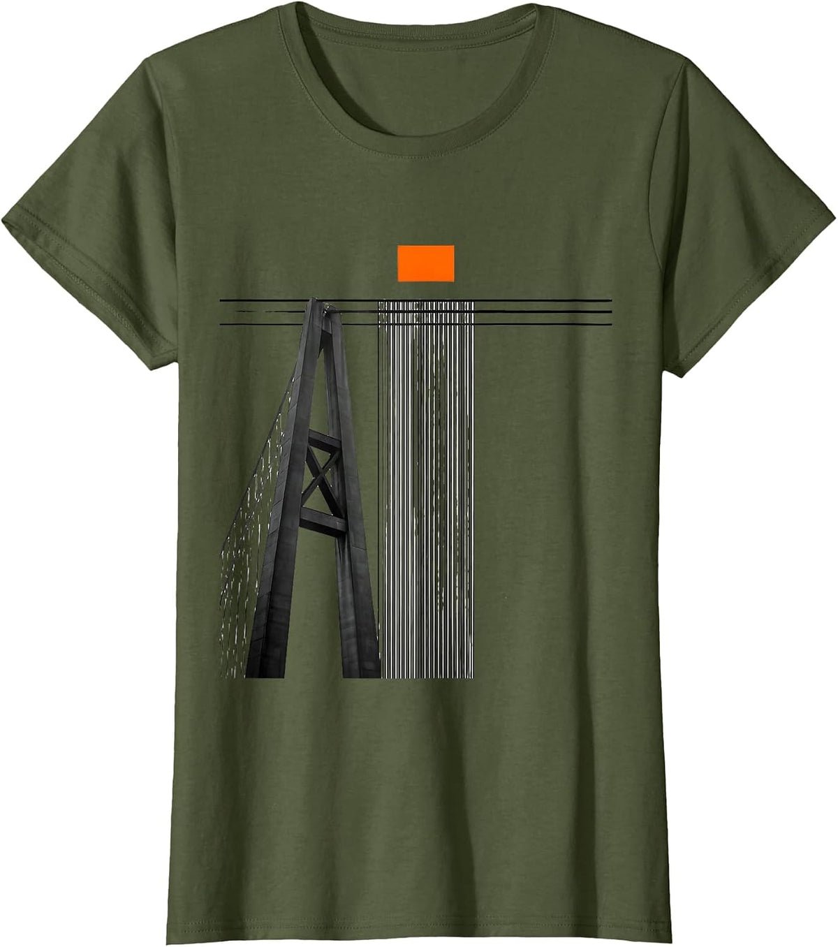 Women's Golden Gate Bridge Suspension Tower Leg Retro Souvenir T-Shirt - Olive Green