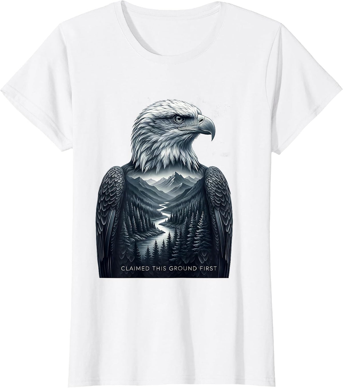 Claimed This Ground First Monochromatic Eagle Wildlife T-Shirt - White