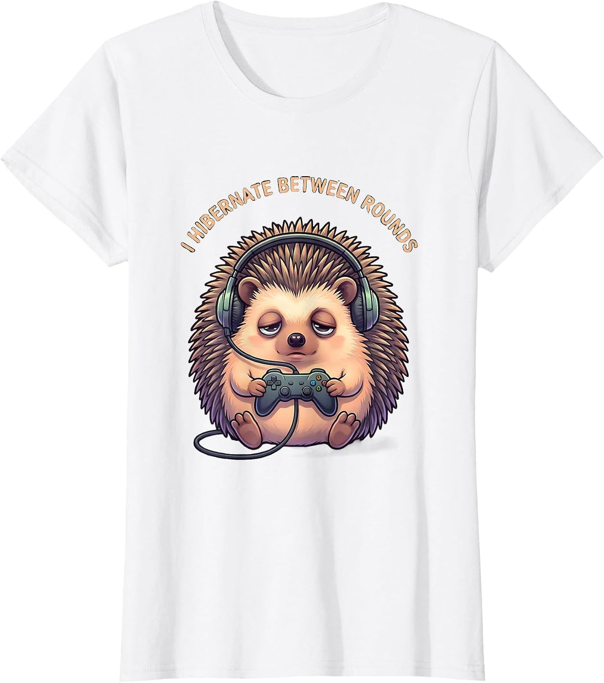 I Hibernate Between Rounds Cute Kawaii Hedgehog Gamer Animal T-Shirt - White