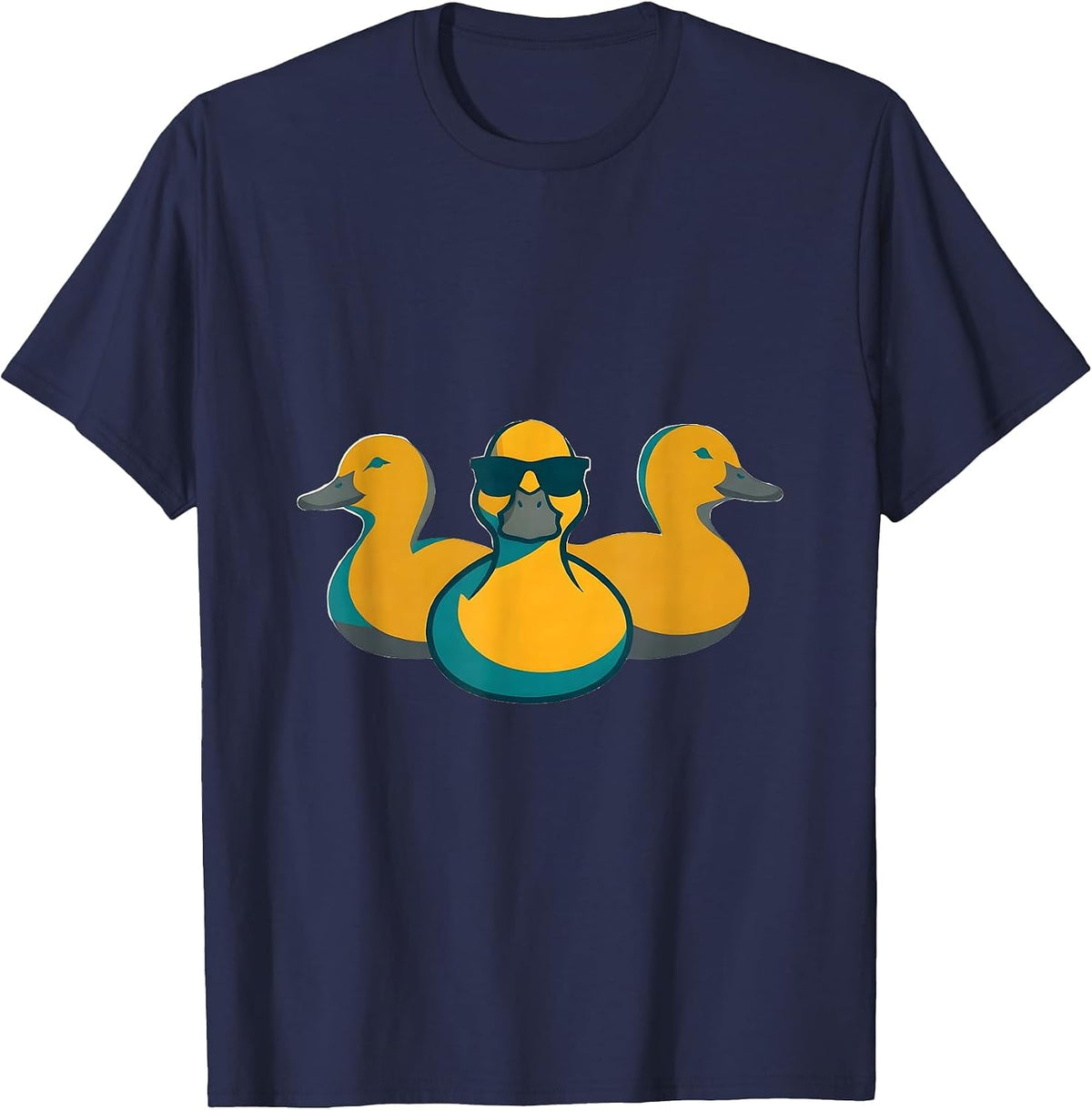 Men's Sunglasses Duck Flat Vector Funny Animal Lover Gift T-Shirt - Navy Blue