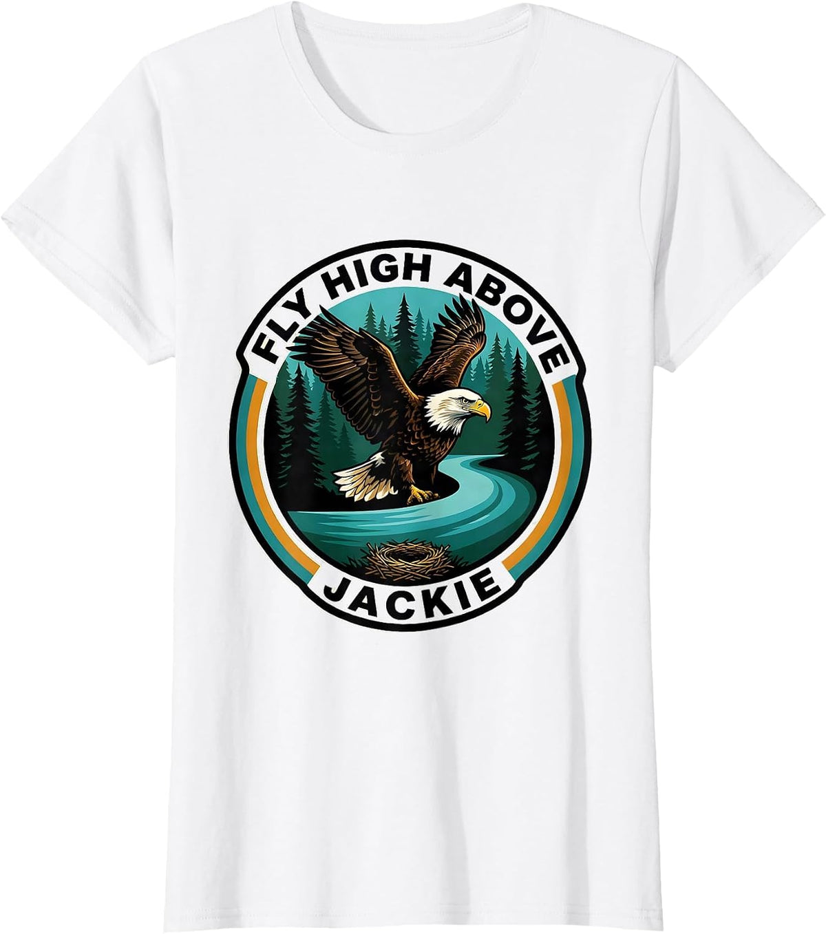 Women's Fly High Above, Jackie Vintage Eagle Memorial Nature Lover T-Shirt - White