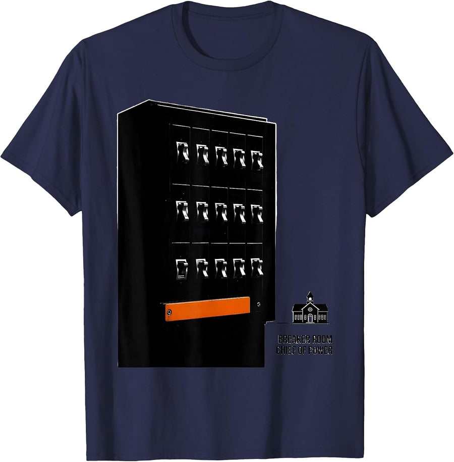 Breaker Room, Chief Of Power Funny School Custodian Janitor T-Shirt - Navy Blue