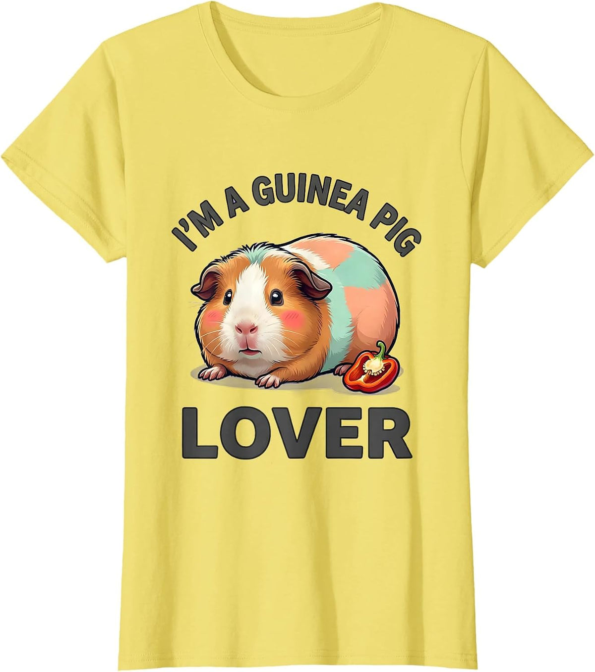 Women's I'm A Guinea Pig Lover Cute Kawaii Pet Owner Humor T-Shirt - Lemon Yellow