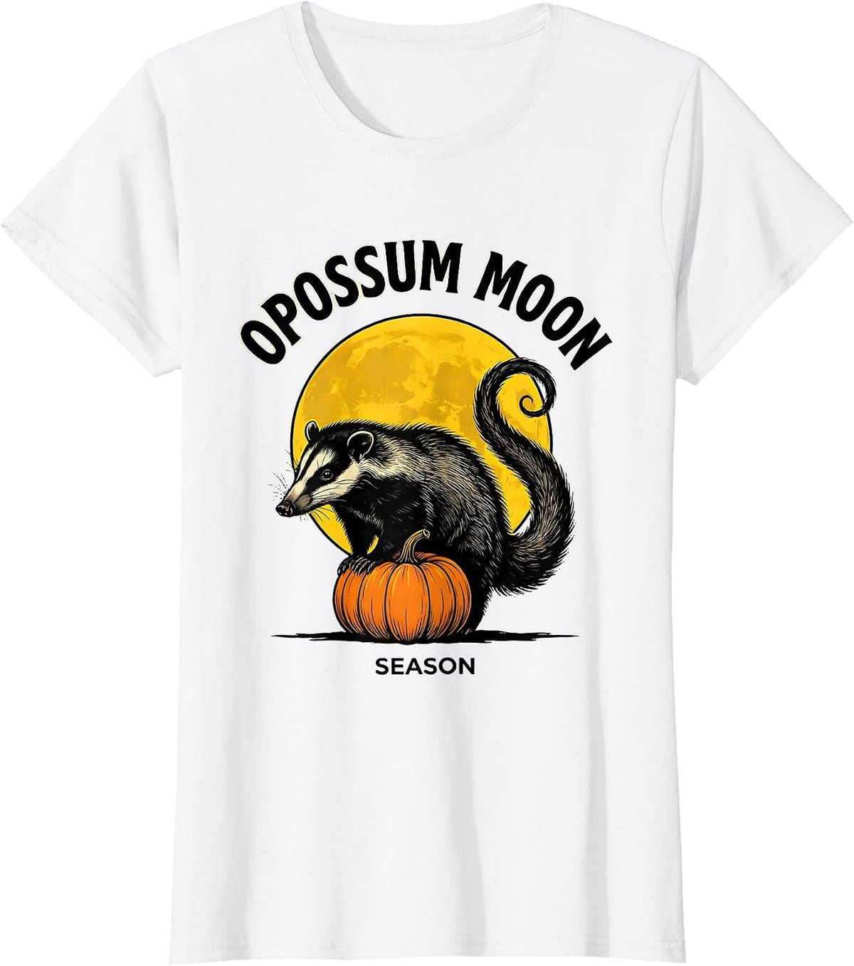 Opossum Moon Season Vintage Gothic Halloween Spooky Moon T-Shirt - White