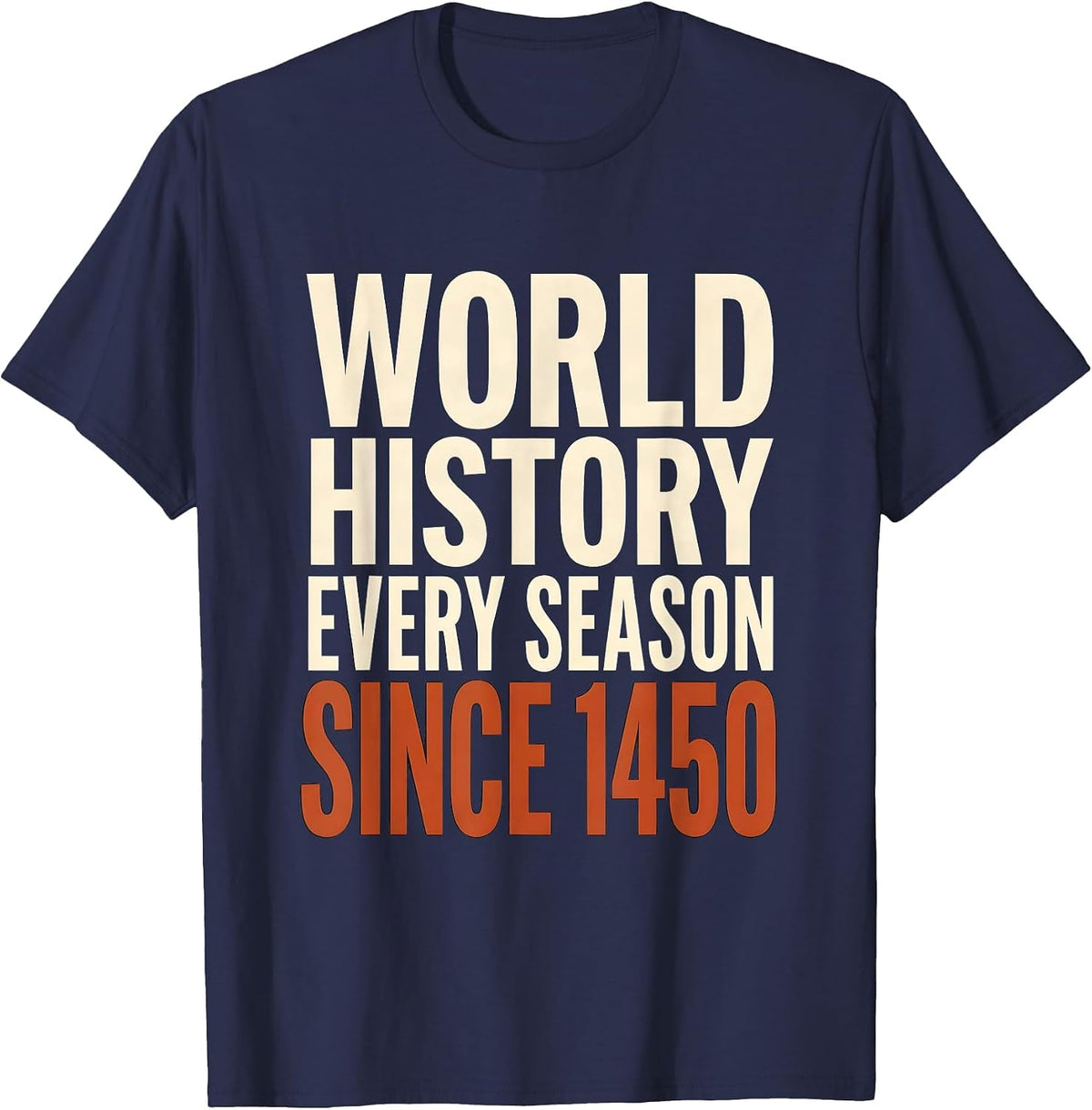 Men's World History Every Season Since 1450 Funny History Teacher T-Shirt - Navy Blue