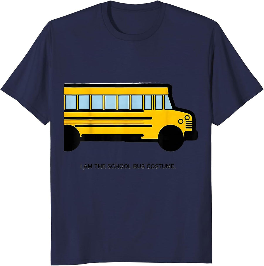I Am The School Bus Costume Funny Halloween Transportation T-Shirt - Navy Blue