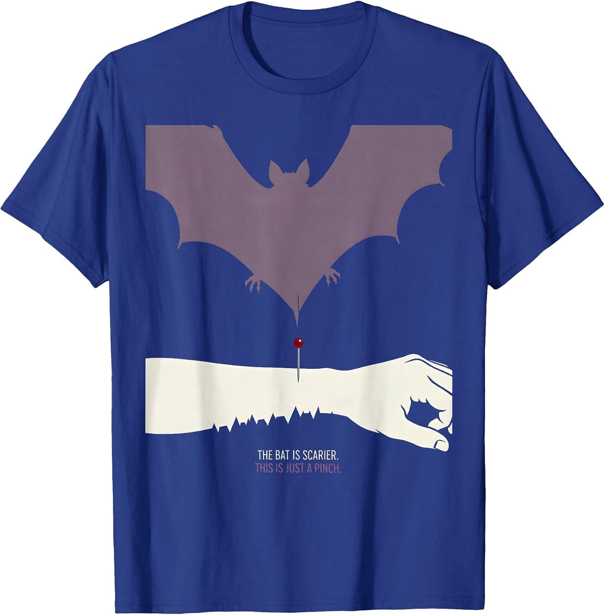 The Bat Is Scarier. This Is Just a Pinch. Halloween Nurse T-Shirt - Royal Blue
