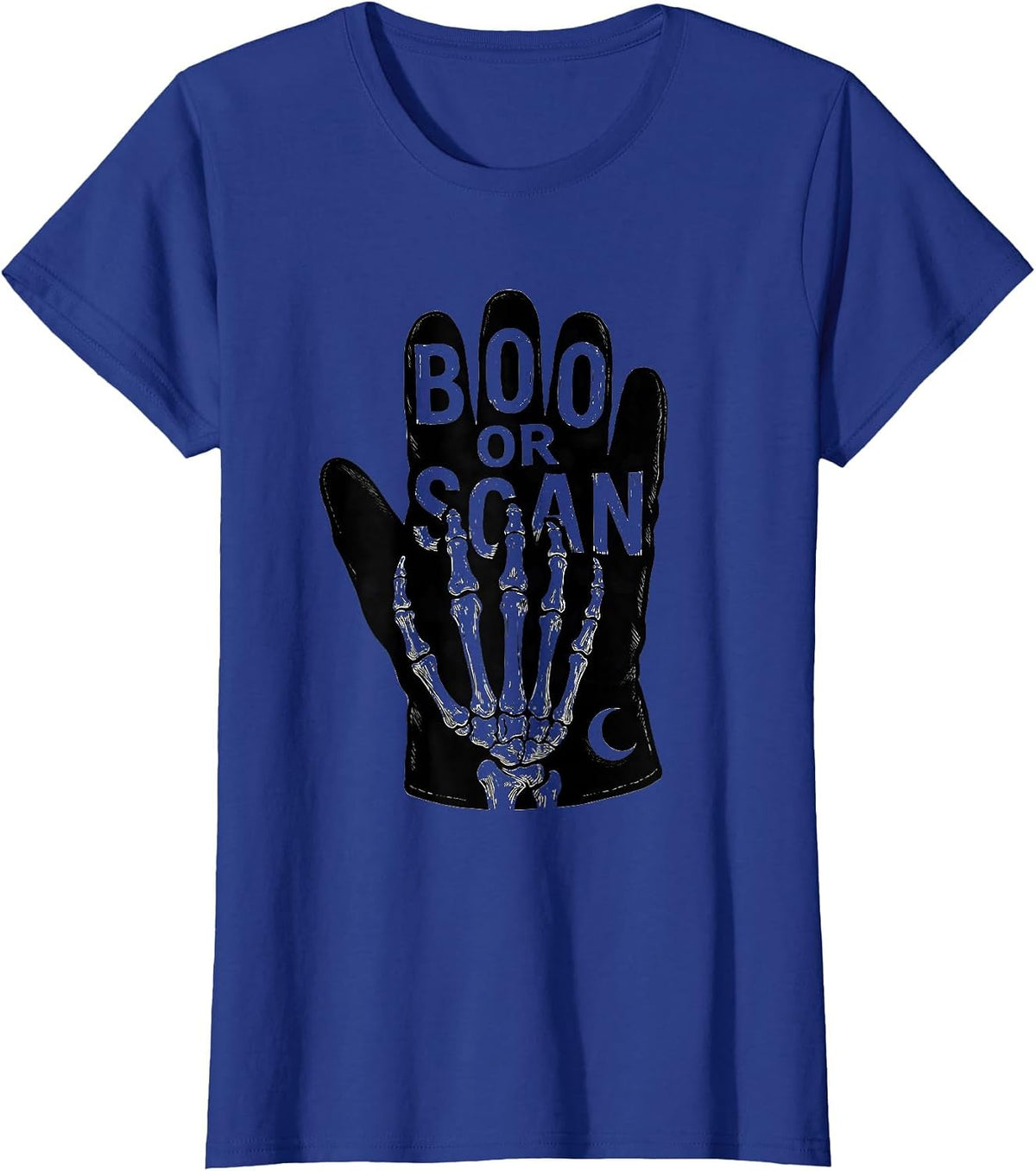 Women's Boo Or Scan Scratchboard Radiology Tech Halloween Workplace T-Shirt - Royal Blue