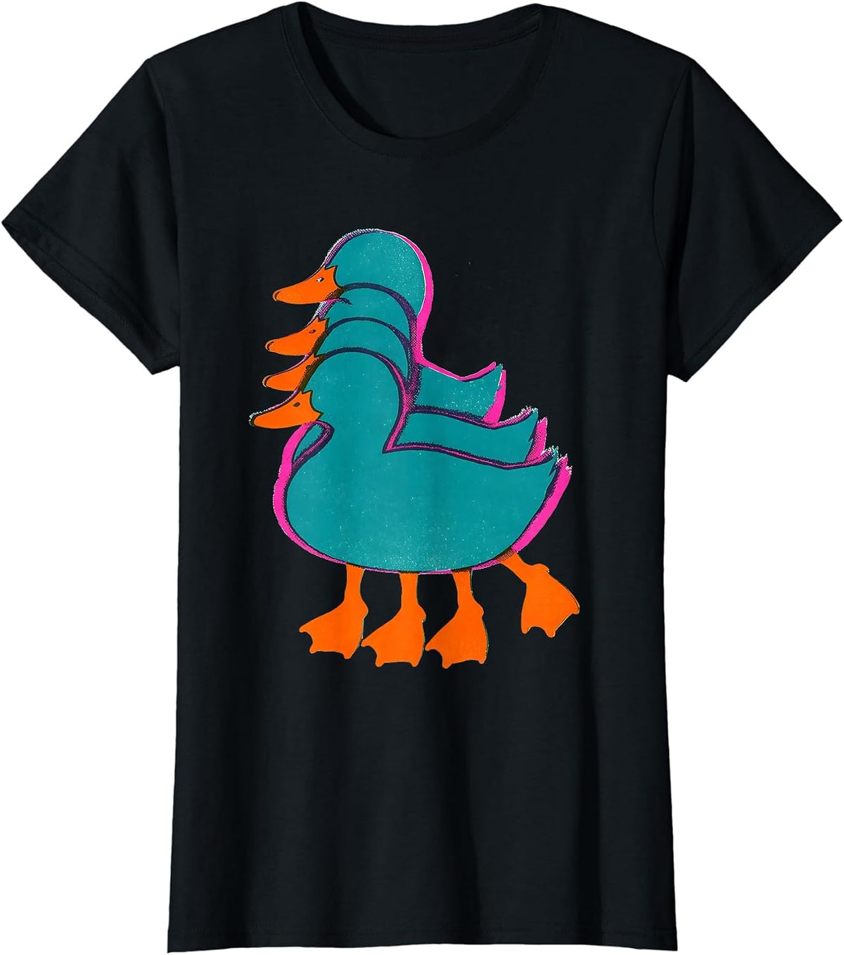 Duck Silhouette Risograph Funny Novelty Gift T-Shirt - Black