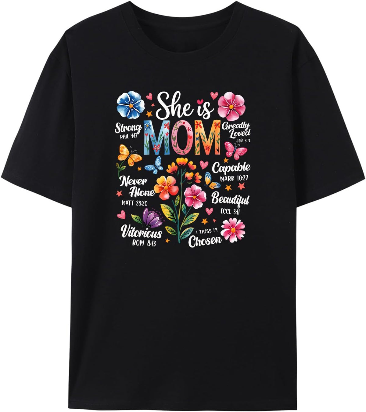 Mother's Day T-Shirts, 'Best Mom Ever' Mom & Child Cartoon, 100% Cotton for Motherhood Apparel - Black3