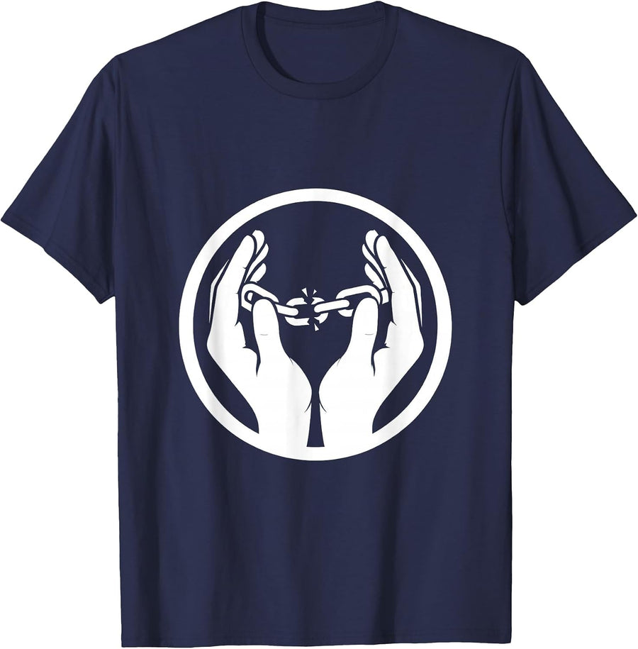 Suicide Awareness Broken Chain Reconnected Graphic T-Shirt - Navy Blue