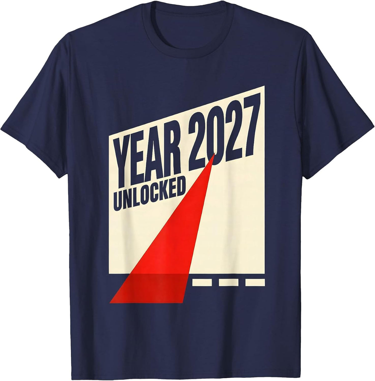 Men's Year 2027 Unlocked Constructivist Gamer Humor Fresh Start T-Shirt - Navy Blue