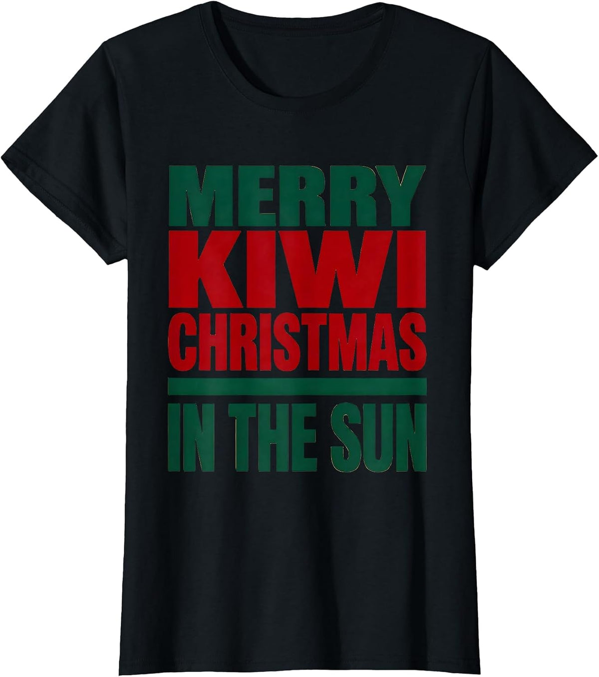 Merry Kiwi Christmas In The Sun Patriotic Kiwi Holiday T-Shirt - Black