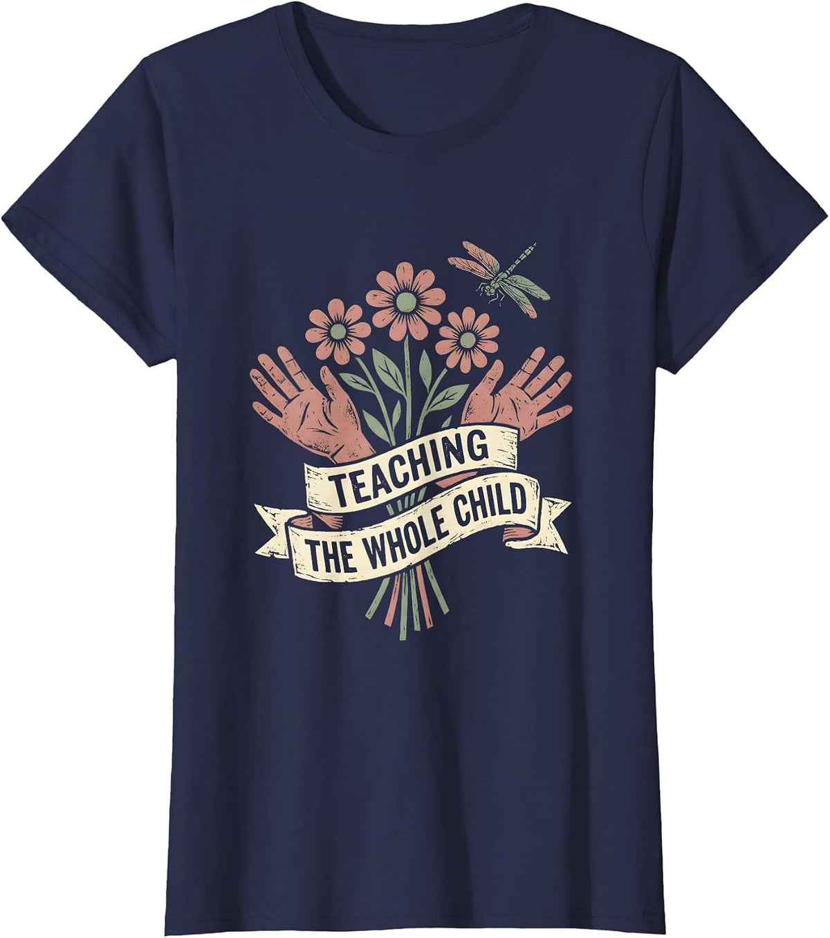 Women's Teaching the Whole Child Special Education Design T-Shirt - Navy Blue
