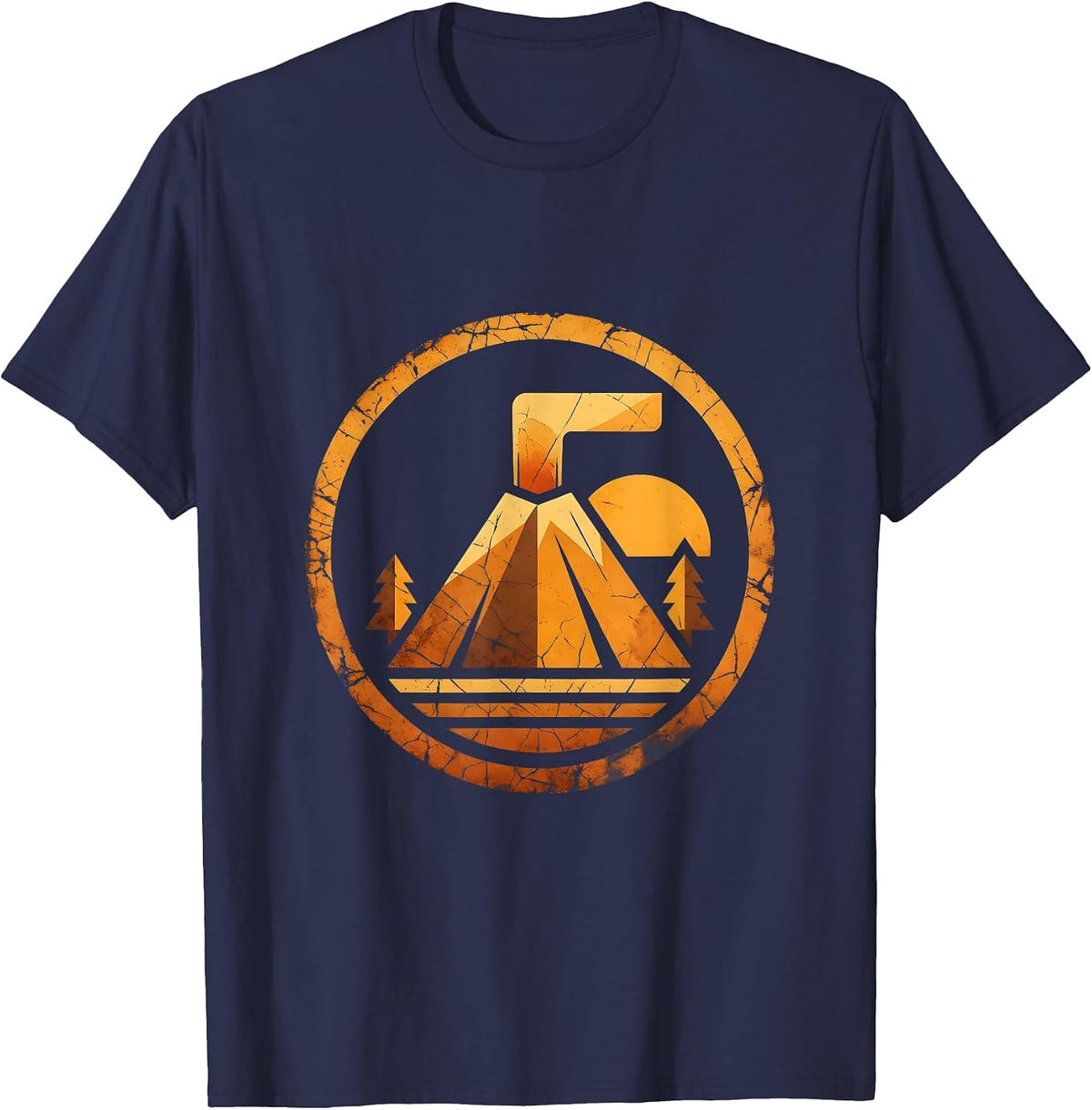 Nicaragua Erupting Volcano Glowing Lava Flow Graphic T-Shirt - Navy Blue