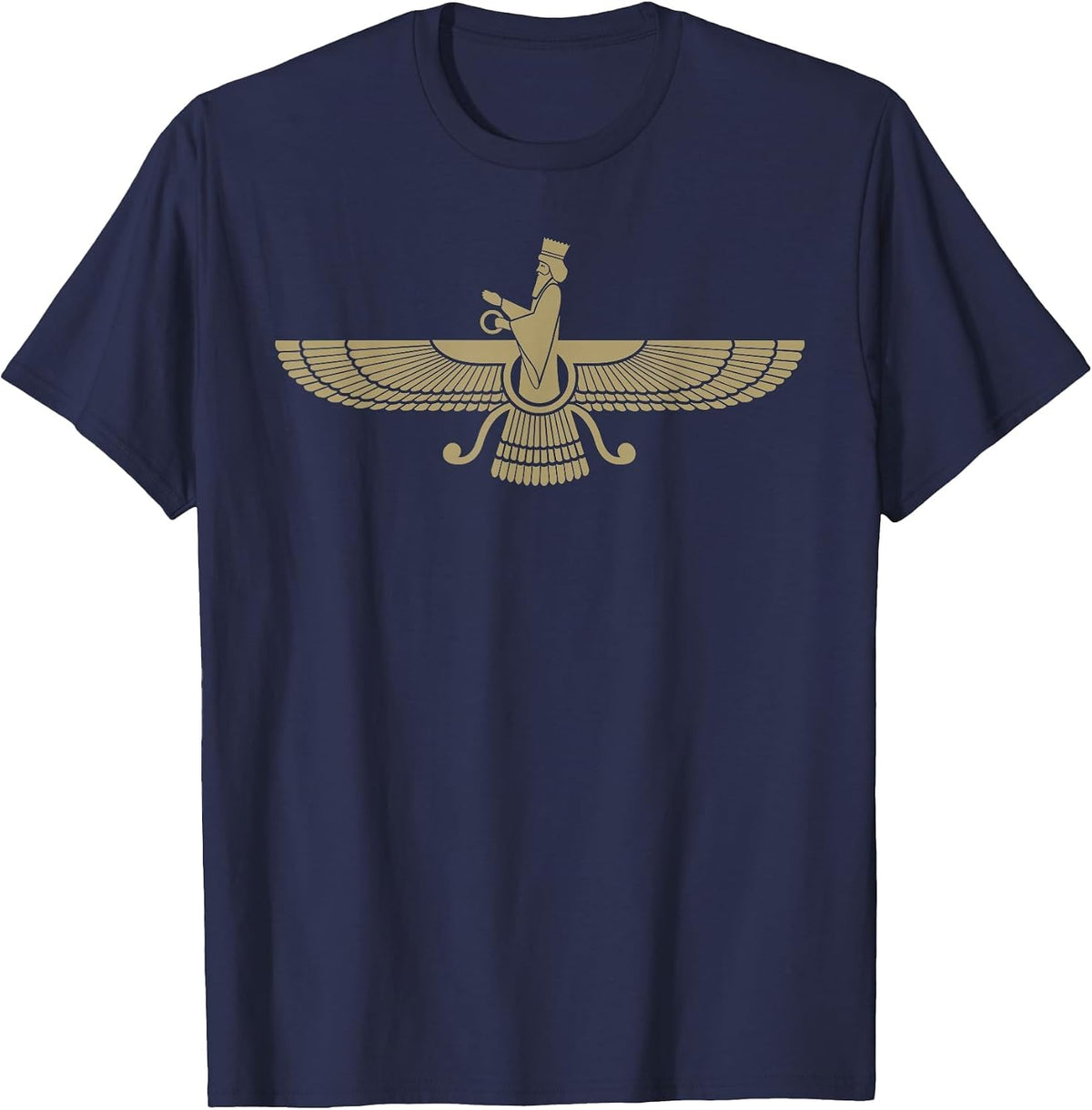 Faravahar Zoroastrianism Zarathustra Symbol Philosopher T-Shirt - Navy Blue
