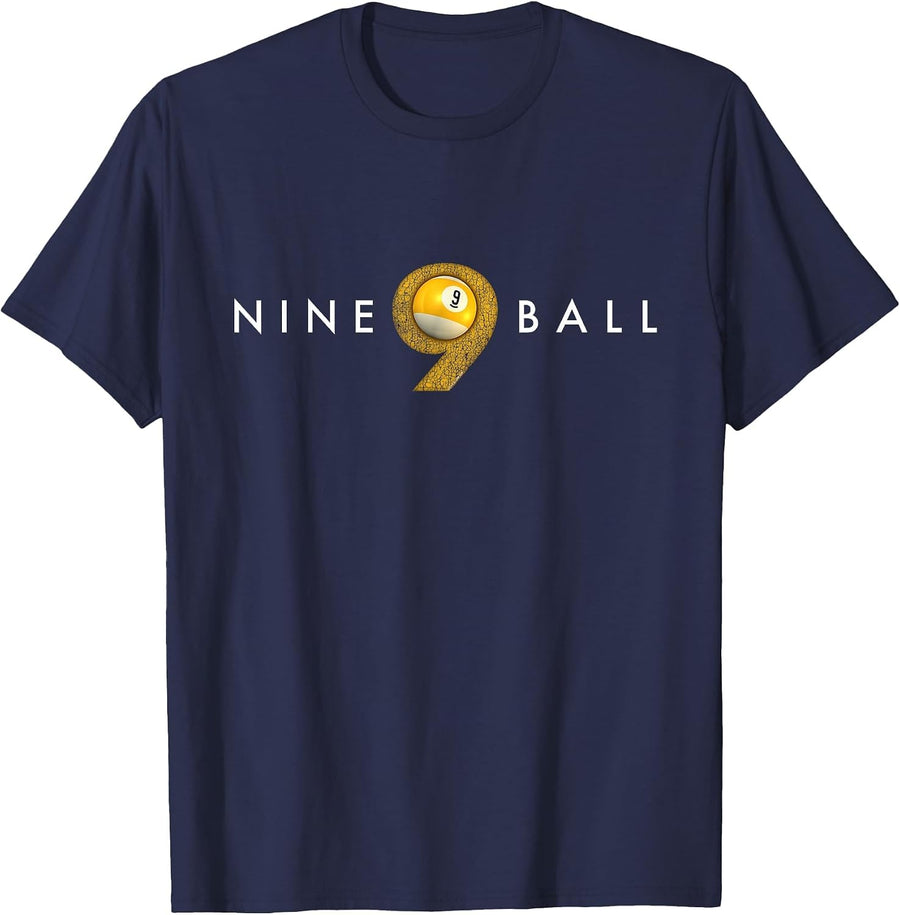 2 Sided Print 9-Ball Pool Ball Art - Original Nine T-Shirt - Navy Blue