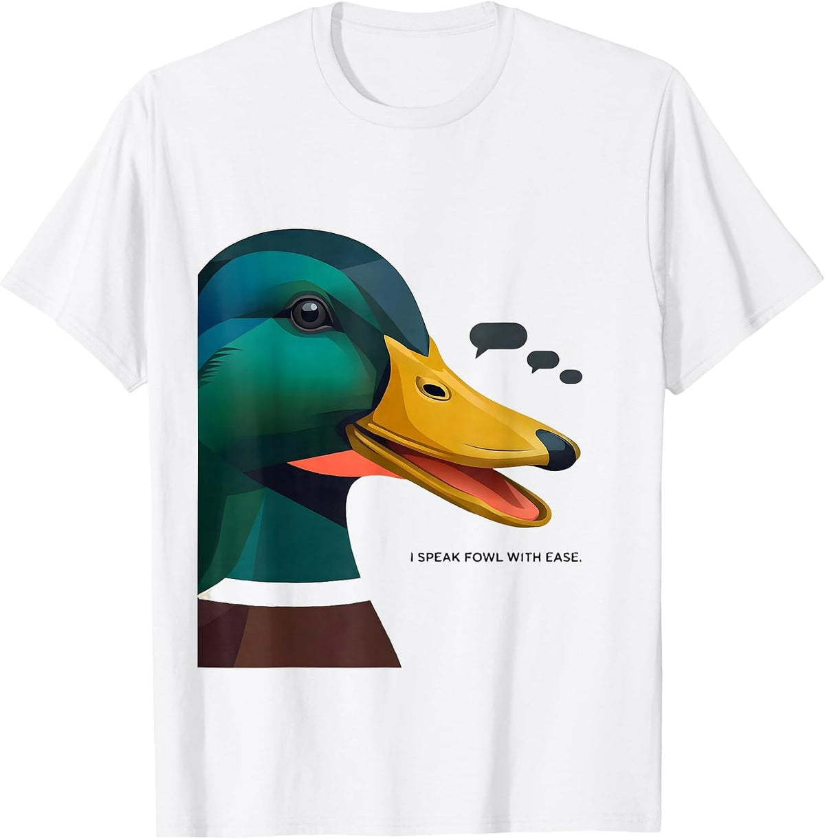 Men's I Speak Fowl With Ease Midcentury Modern Duck Lover Farmer T-Shirt - White