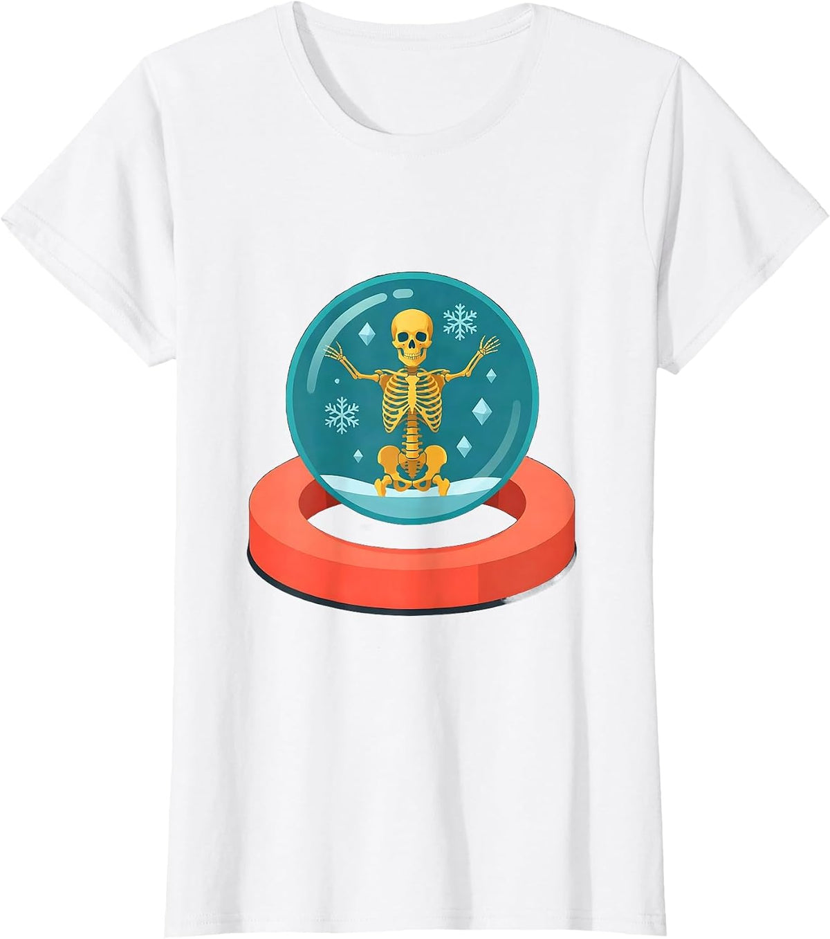 Snow Globe Skeletal Snowman Radiology Tech Christmas Humor T-Shirt - White