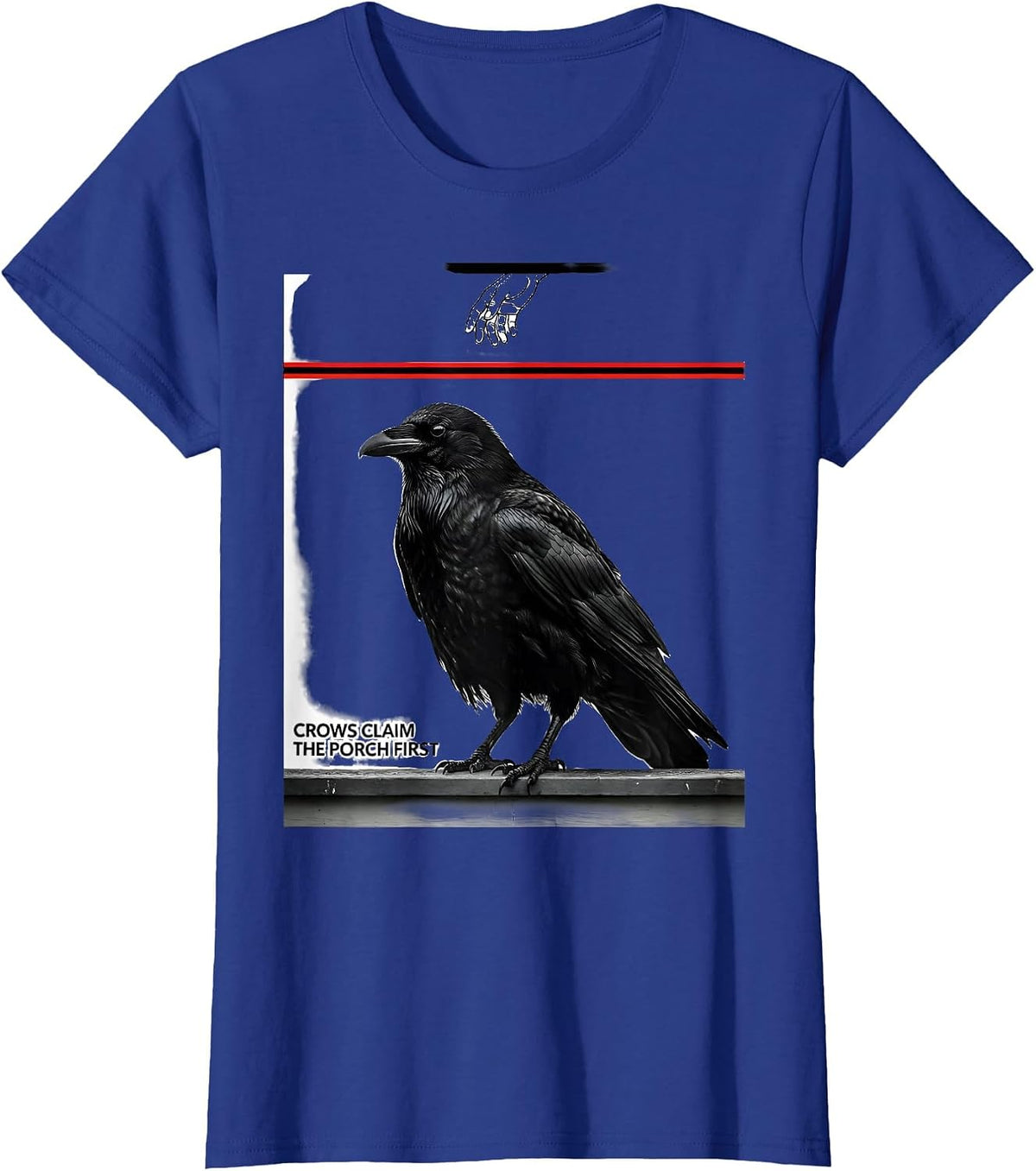 Women's Crows Claim The Porch First Dark Humor Crow Lover Gothic T-Shirt - Royal Blue
