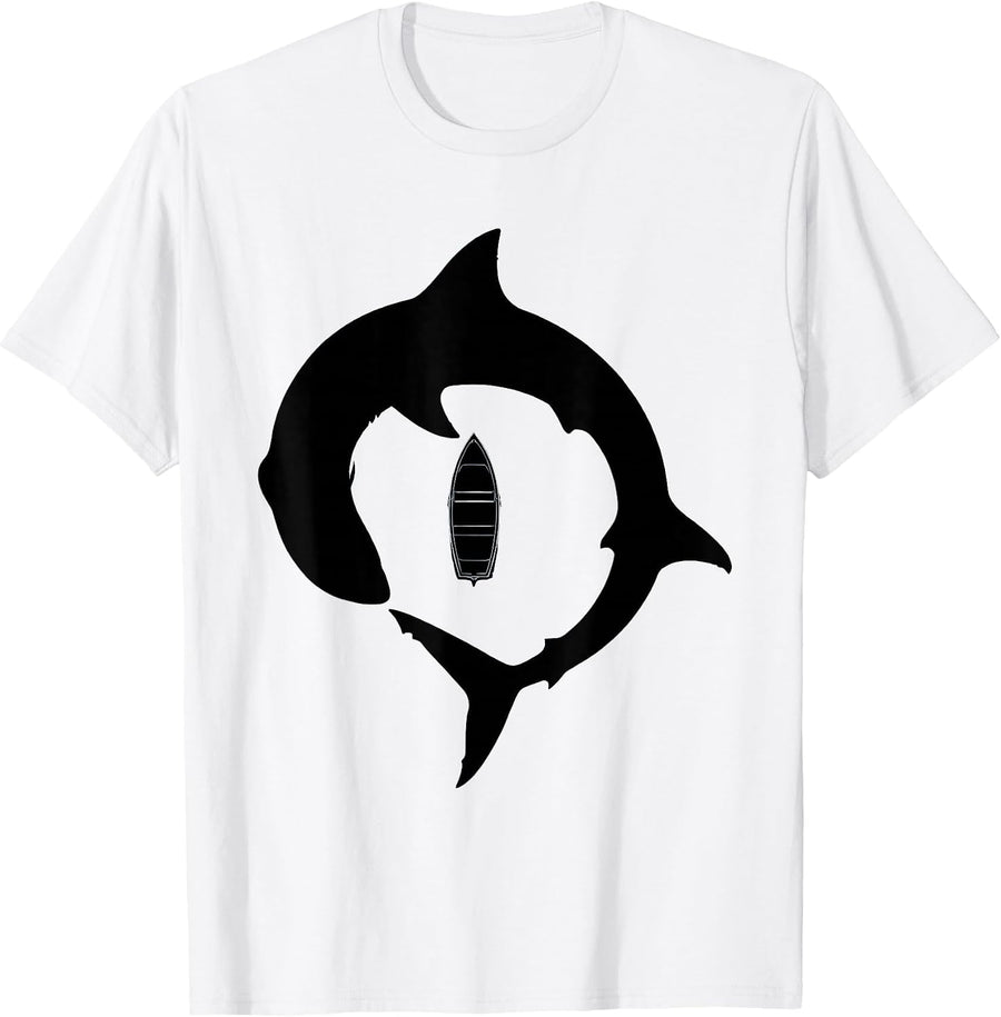 Men's Shark Beneath the Rowboat Sailor Graphic T-Shirt - White