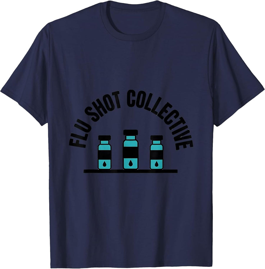 Flu Shot Collective Funny Nurse Doctor Vaccination Humor T-Shirt - Navy Blue