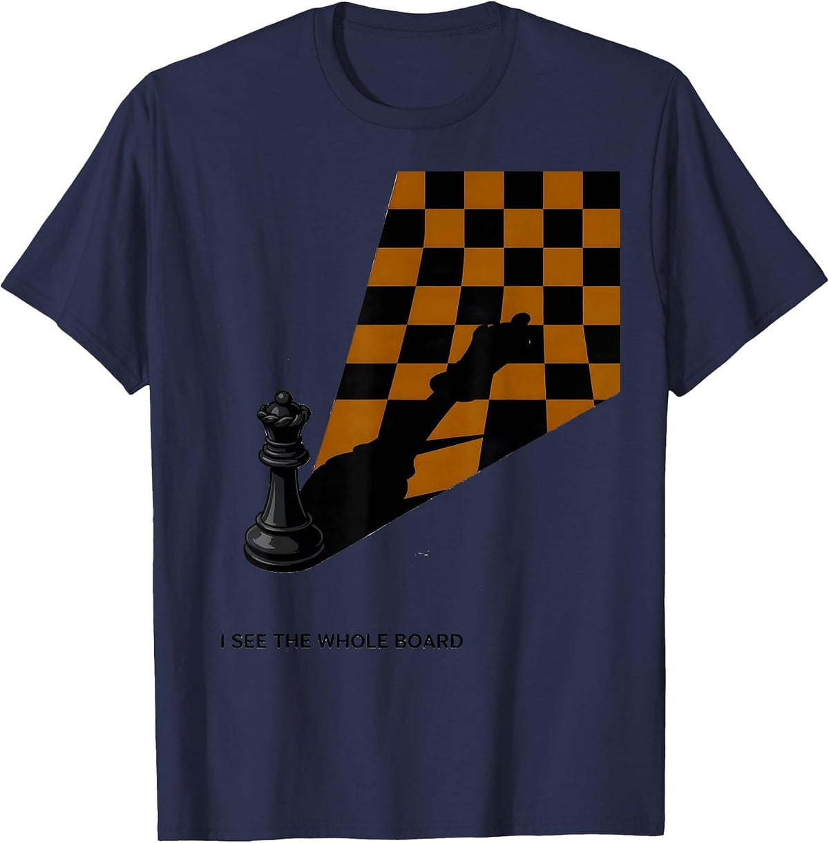 I See The Whole Board Editorial Conceptual Chess Queen Pride T-Shirt - Navy Blue