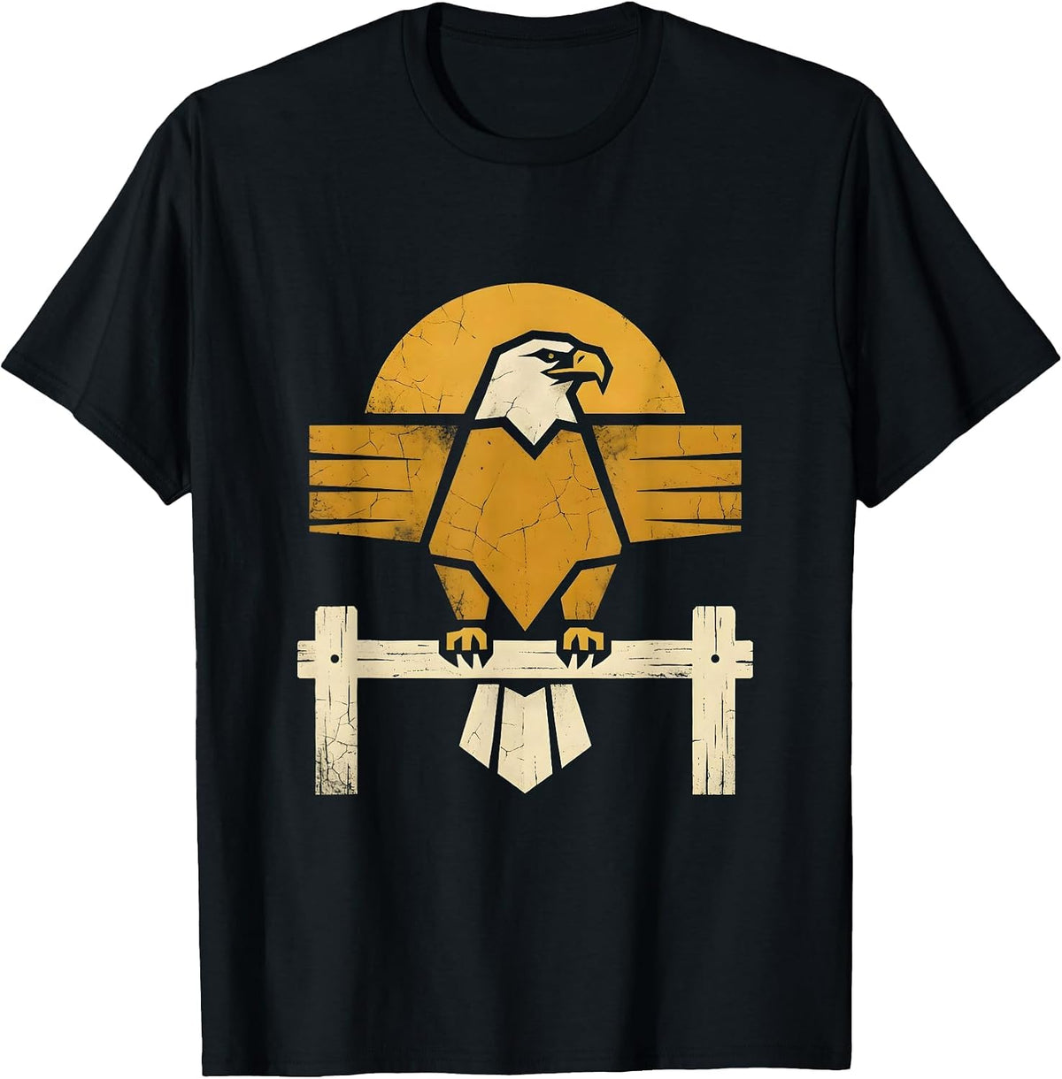 Men's Texas Bald Eagle Perched on Fence Post Graphic T-Shirt - Black