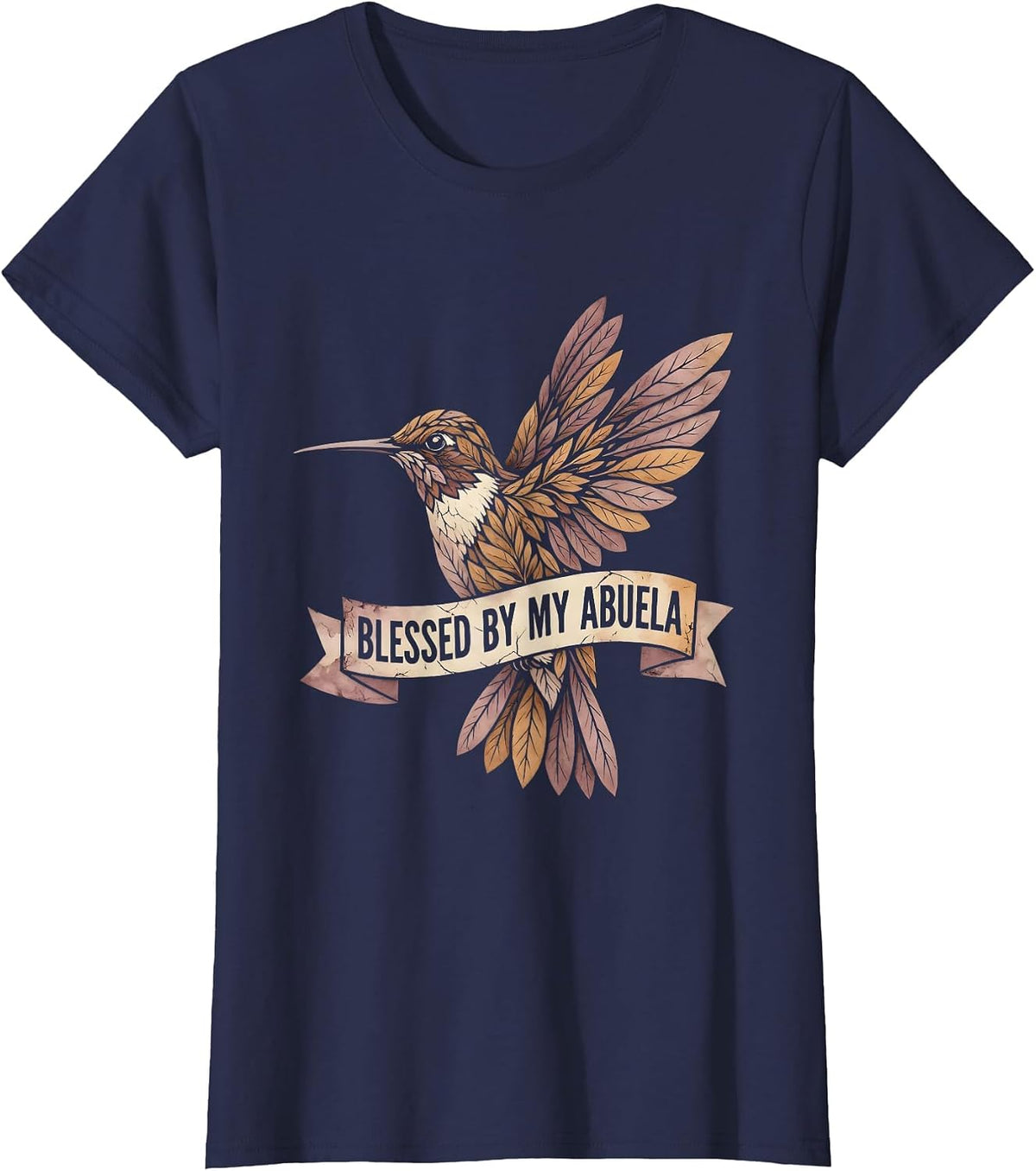 Women's Blessed By My Abuela Mexican Heritage Design T-Shirt - Navy Blue