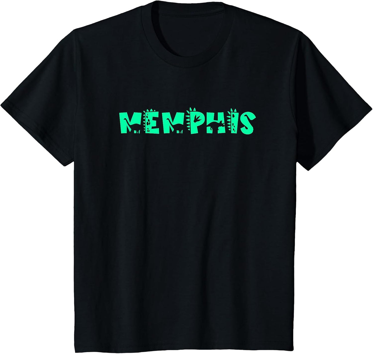 Memphis Personalized Boys Dinosaur T Rex Cute Custom T-Shirt - Black