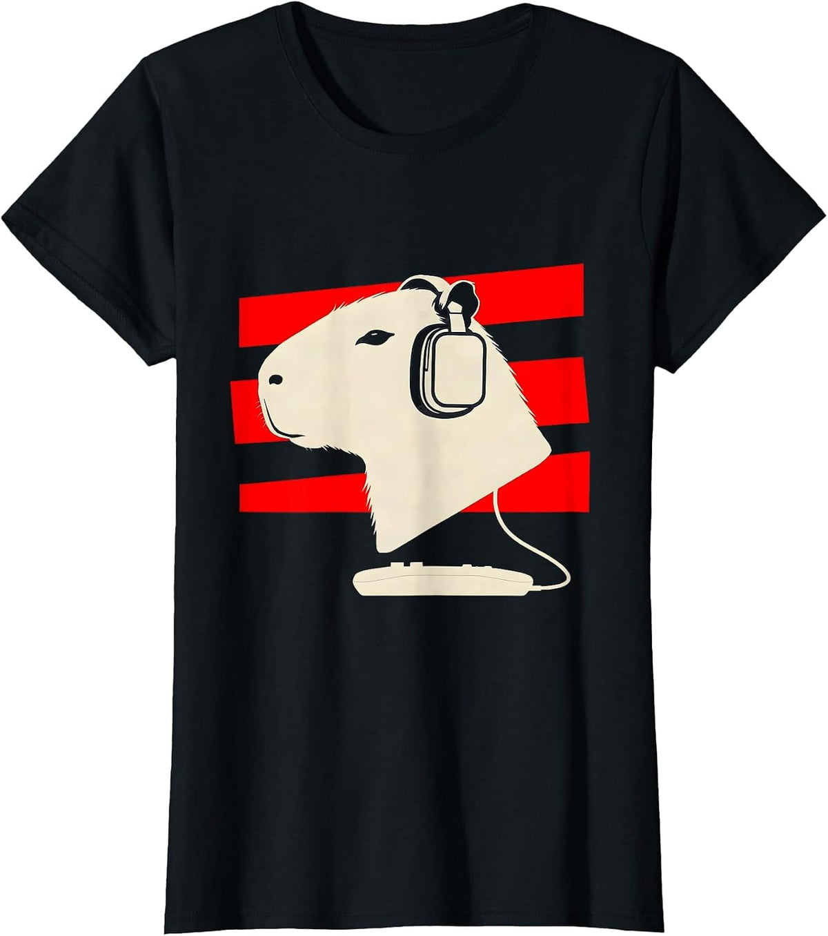 Women's Capybara Gamer Bruh Meme Humor Minimalist T-Shirt - Black