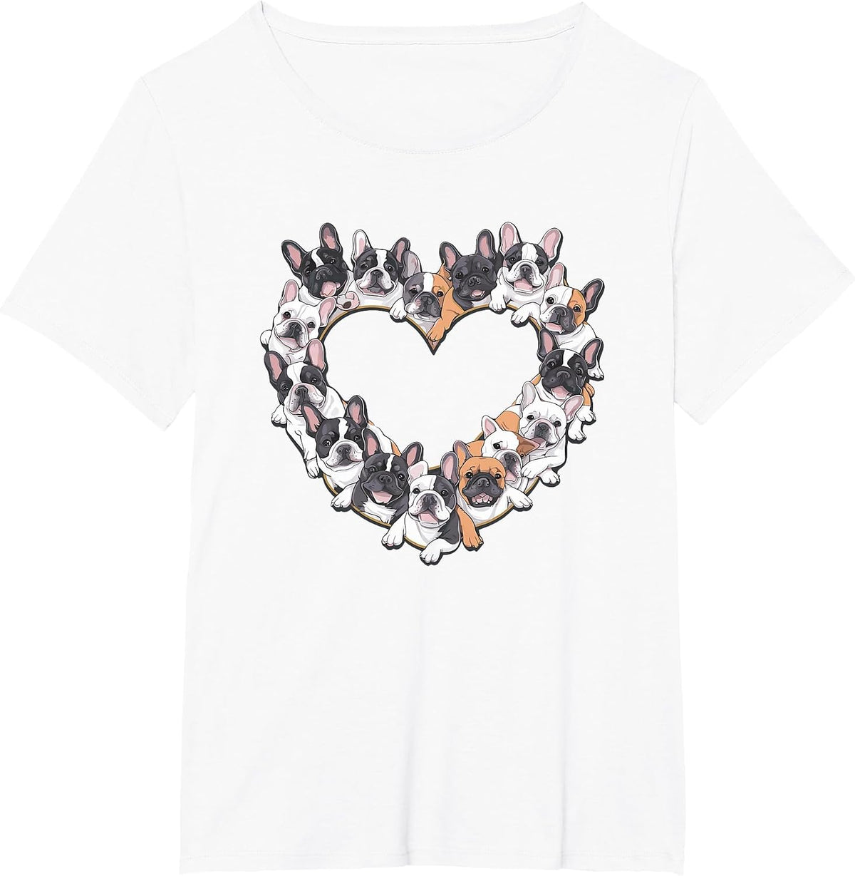 Heart French Bulldog Frenchie Bulldogs T-Shirt - White