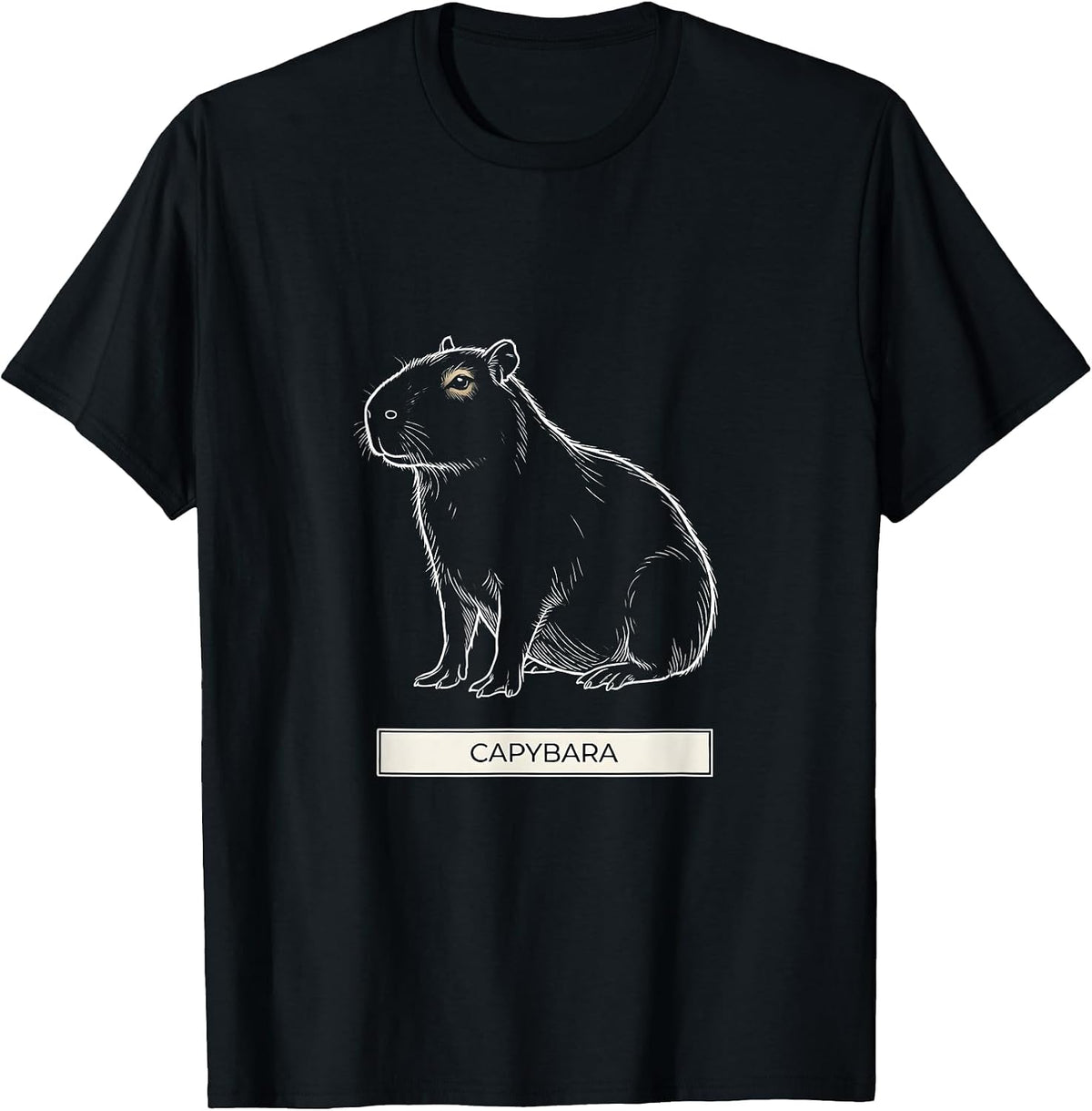 Men's Capybara Minimalist Badge Line Art Animal T-Shirt - Black