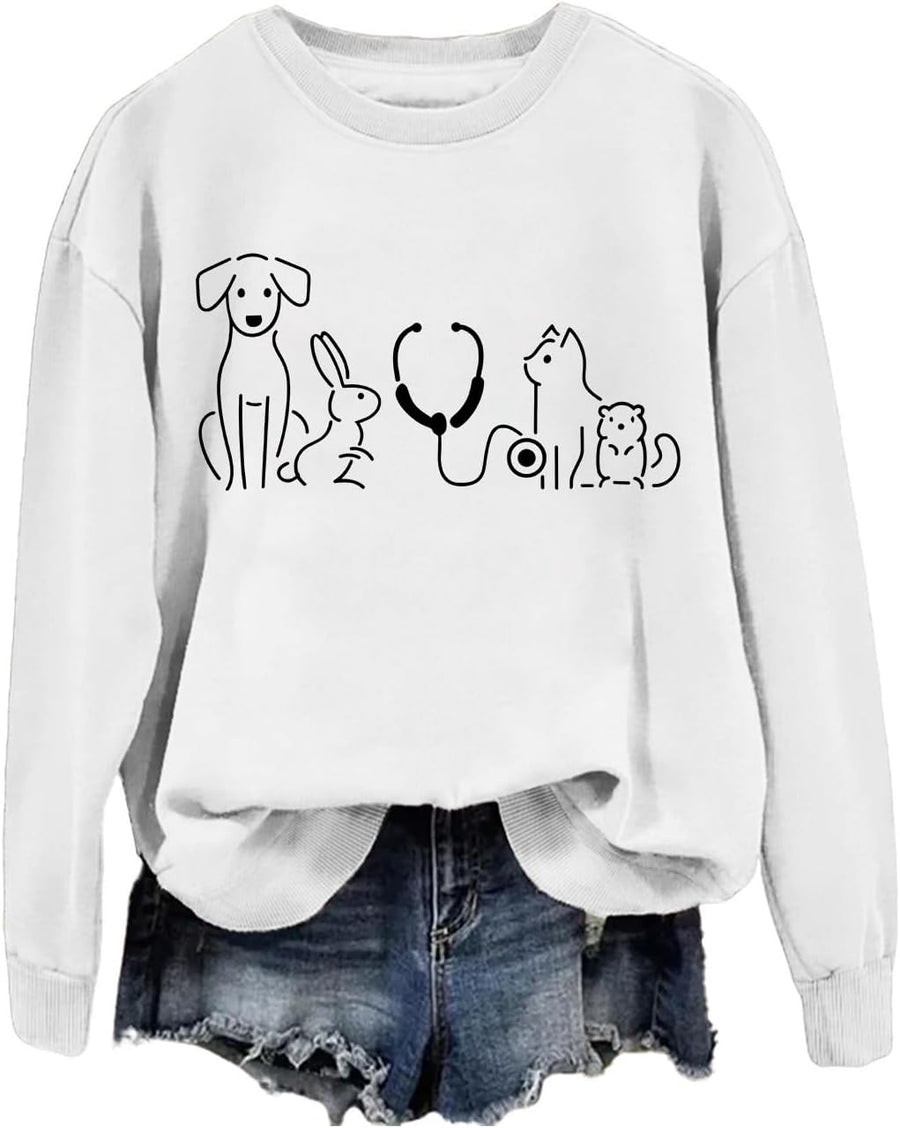 Veterinarian Sweatshirt Vet Tech Vet Med Sweatshirt - Crew Neck White-1