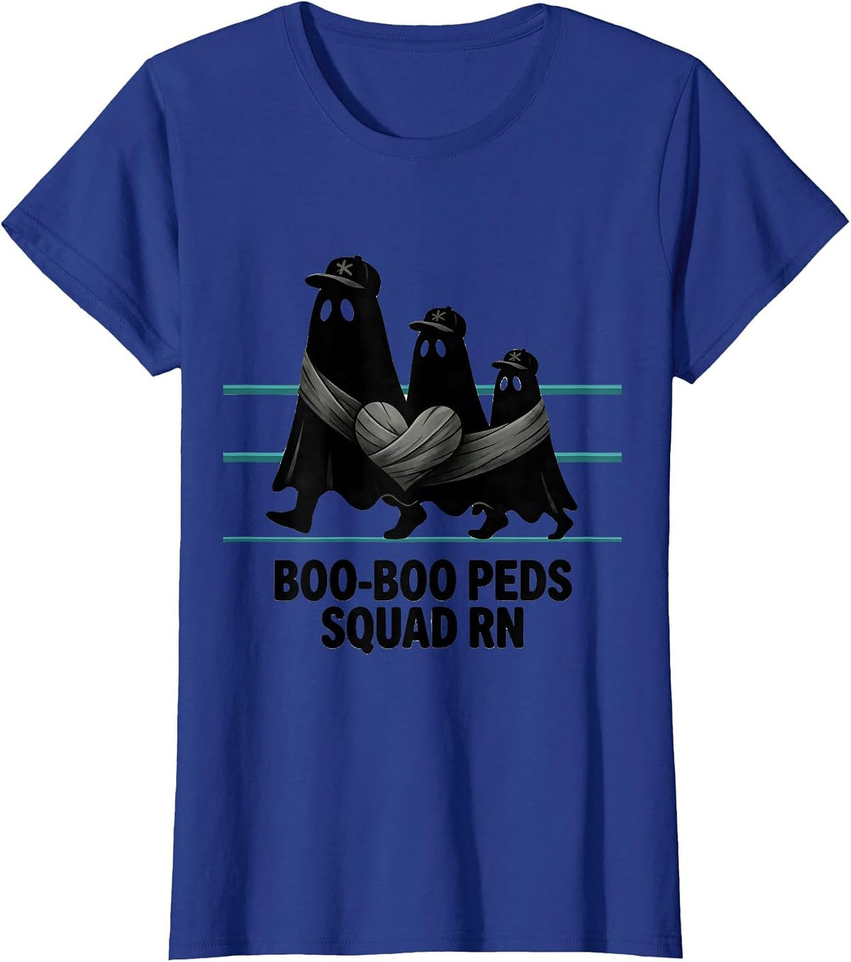 Women's Boo-Boo Peds Squad RN Midcentury Modern Nurse Halloween T-Shirt - Royal Blue