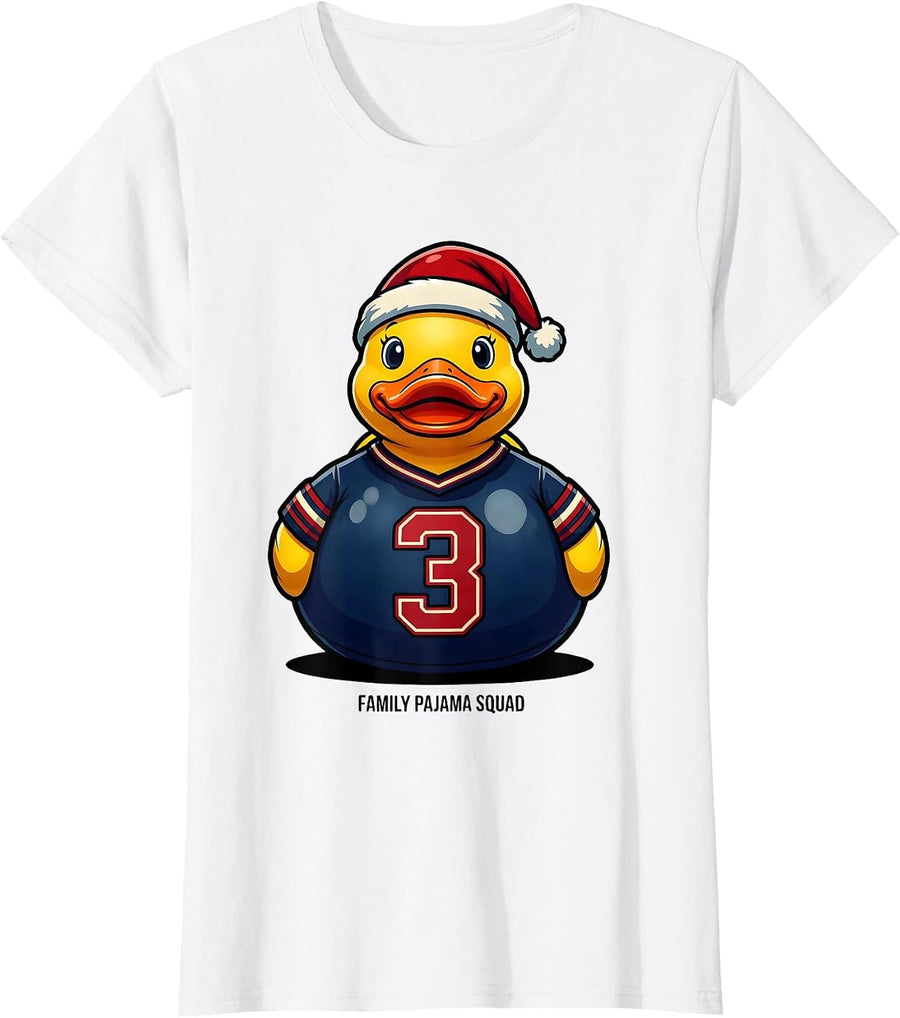 Women's Family Pajama Squad Sports Holiday Humor Duck Lover T-Shirt - White
