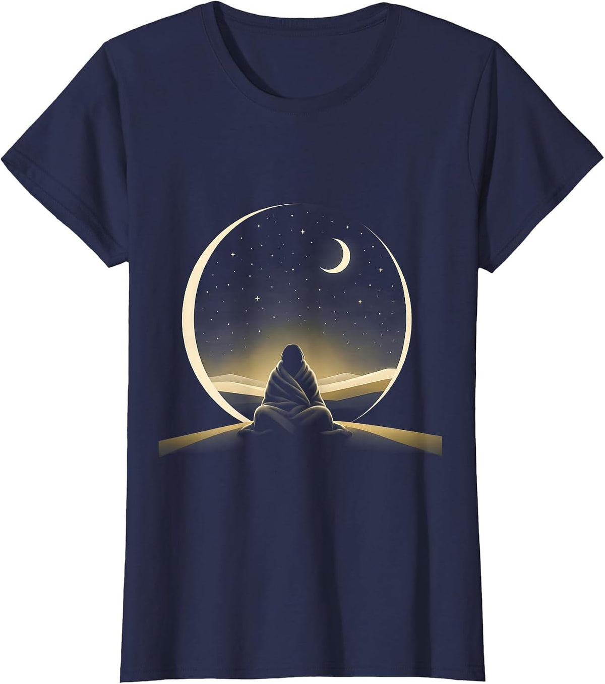Women's Suicide Prevention Awareness Starry Night Blanket T-Shirt - Navy Blue