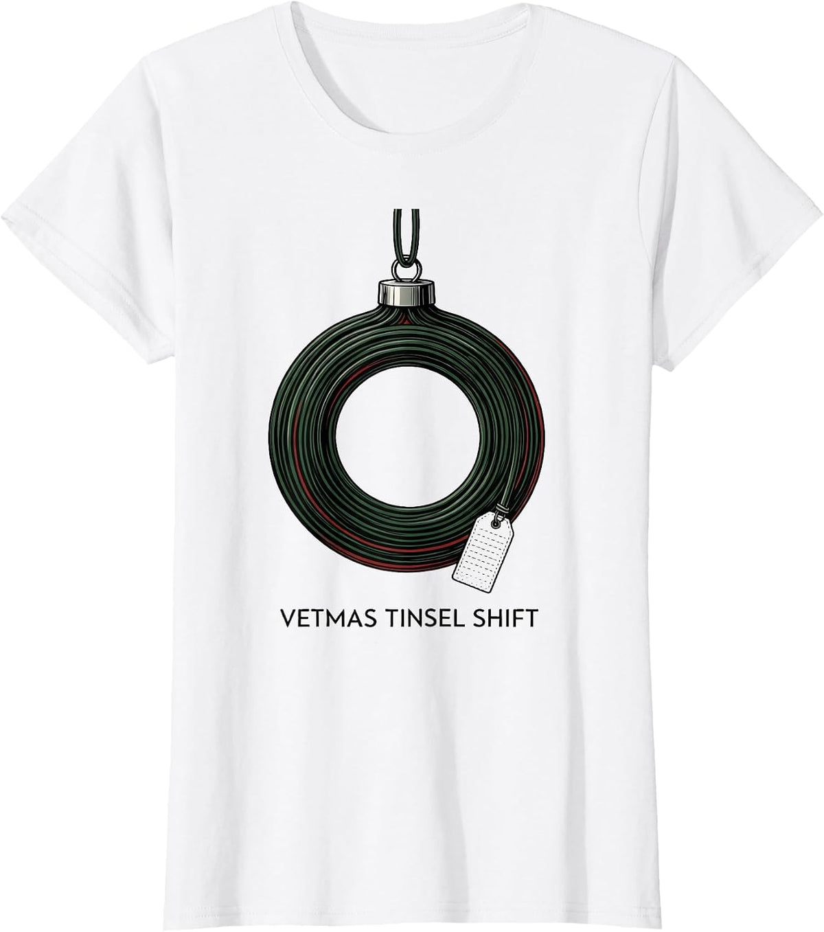 Vetmas Tinsel Shift Funny Veterinarian Christmas Vet Tech T-Shirt, Women, White, X-Large - As Pictured